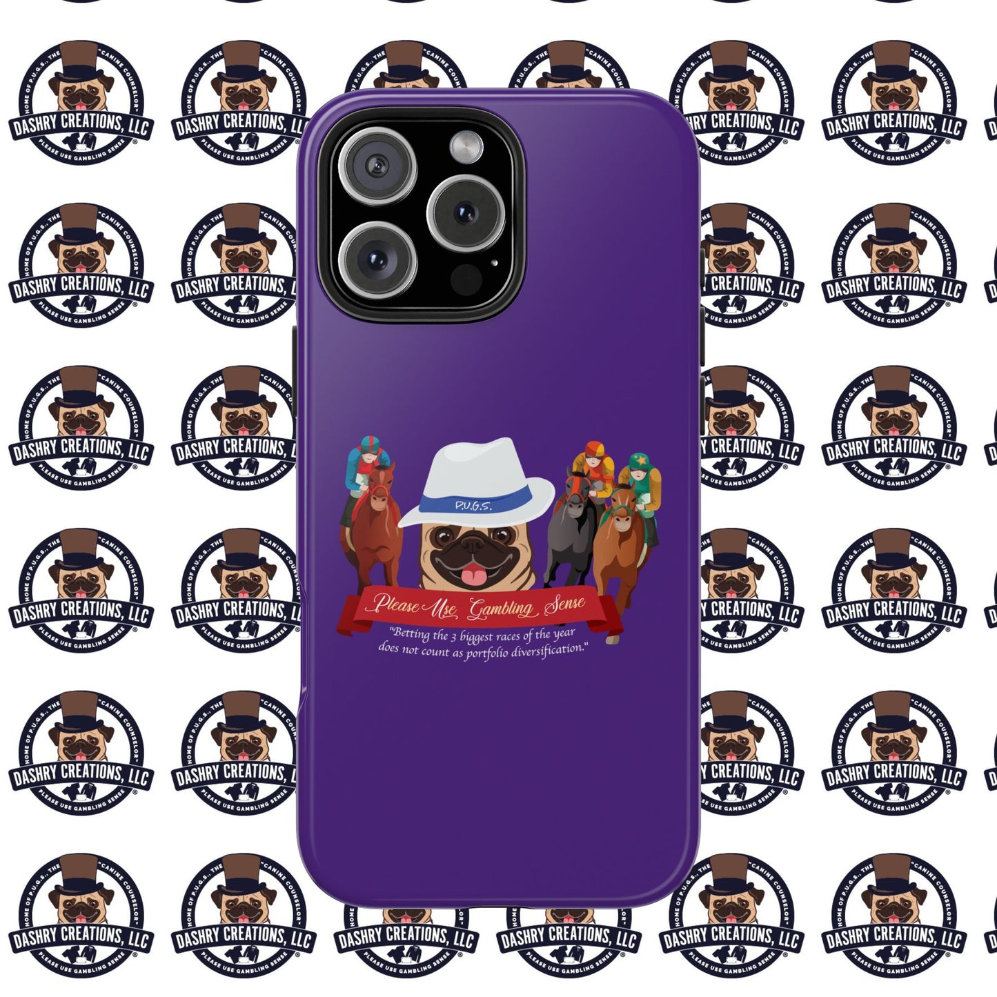 Horse Racing “Portfolio Diversification” White with Blue Band Men’s Fedora Hat Tough Phone Cases