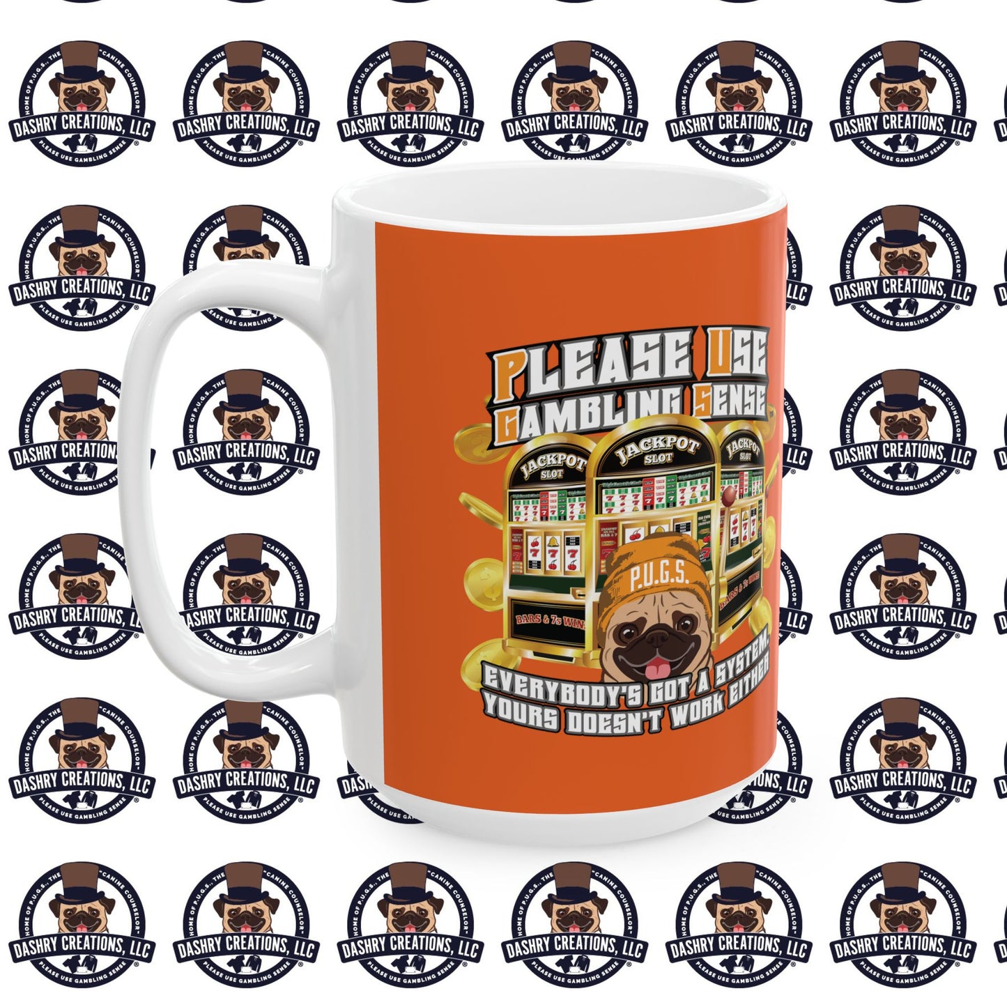 Slots “Everybody’s Got A System” Orange Wool Cap Ceramic Mug, (11oz, 15oz)