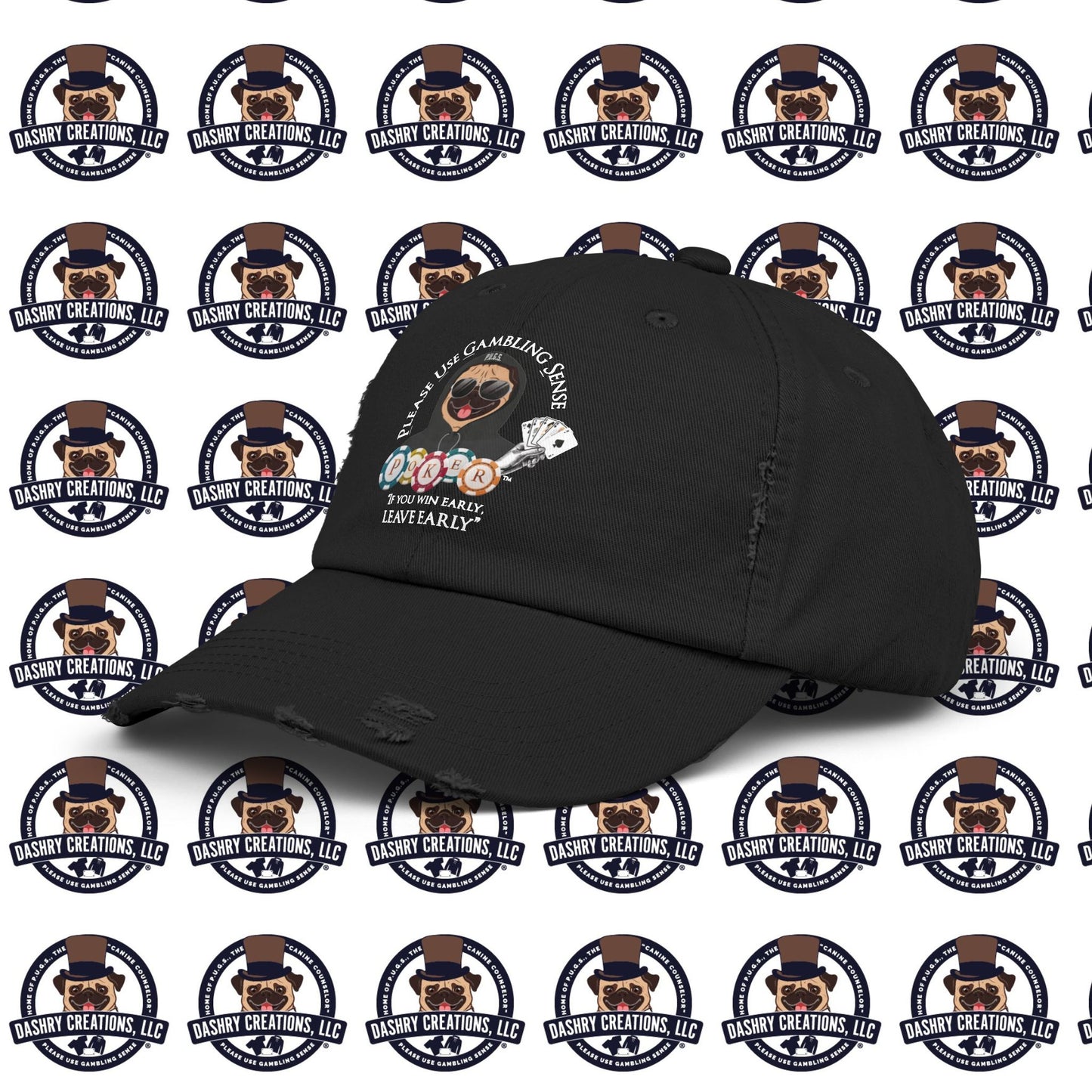 Poker “Win Early Leave” Early Black Hoodie Unisex Distressed Cap