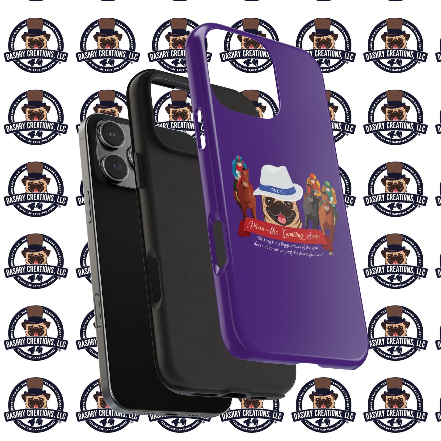Horse Racing “Portfolio Diversification” White with Blue Band Men’s Fedora Hat Tough Phone Cases