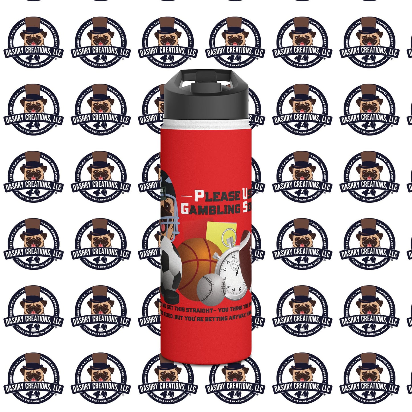 Sports Betting “Games Are Fixed” Helmet Stainless Steel Water Bottle, Standard Lid