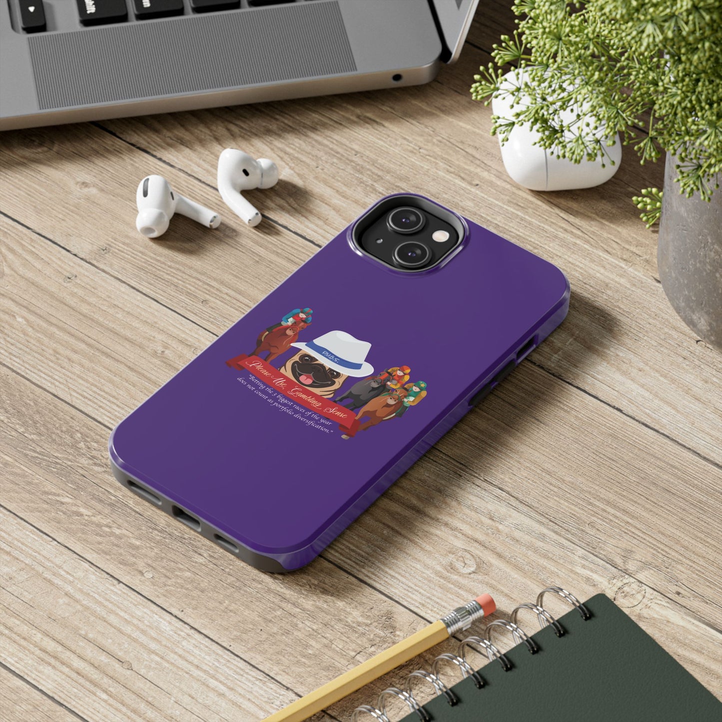 Horse Racing “Portfolio Diversification” White with Blue Band Men’s Fedora Hat Tough Phone Cases