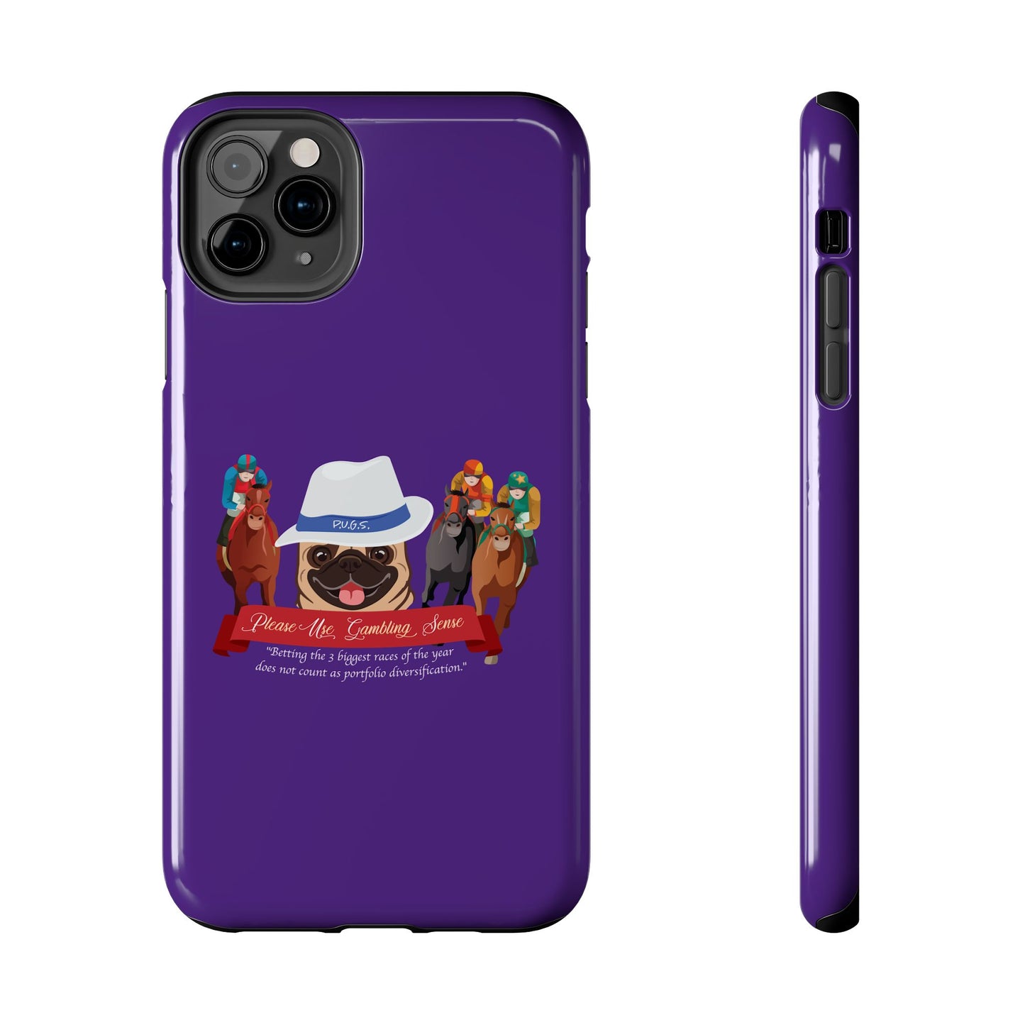 Horse Racing “Portfolio Diversification” White with Blue Band Men’s Fedora Hat Tough Phone Cases