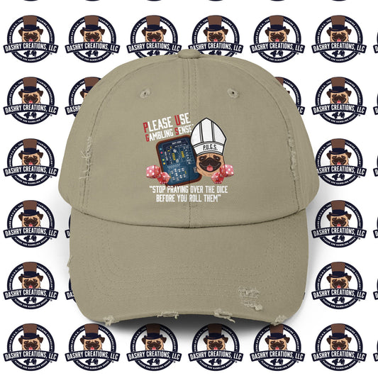 Craps “Praying Over Dice” Bishop’s Mitre Hat Unisex Distressed Cap