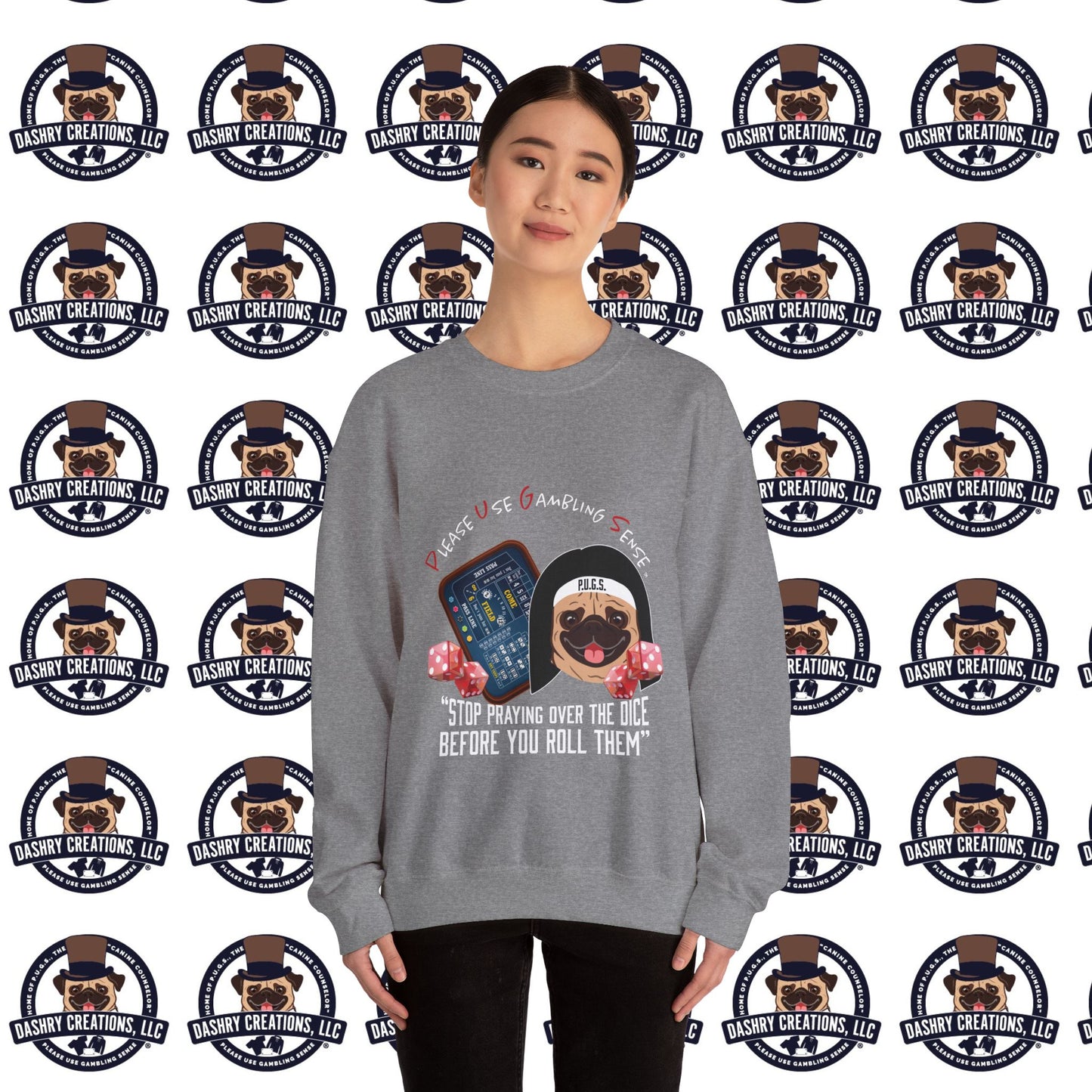 Craps “Praying Over Dice” Nun’s Veil Unisex Heavy Blend™ Crewneck Sweatshirt