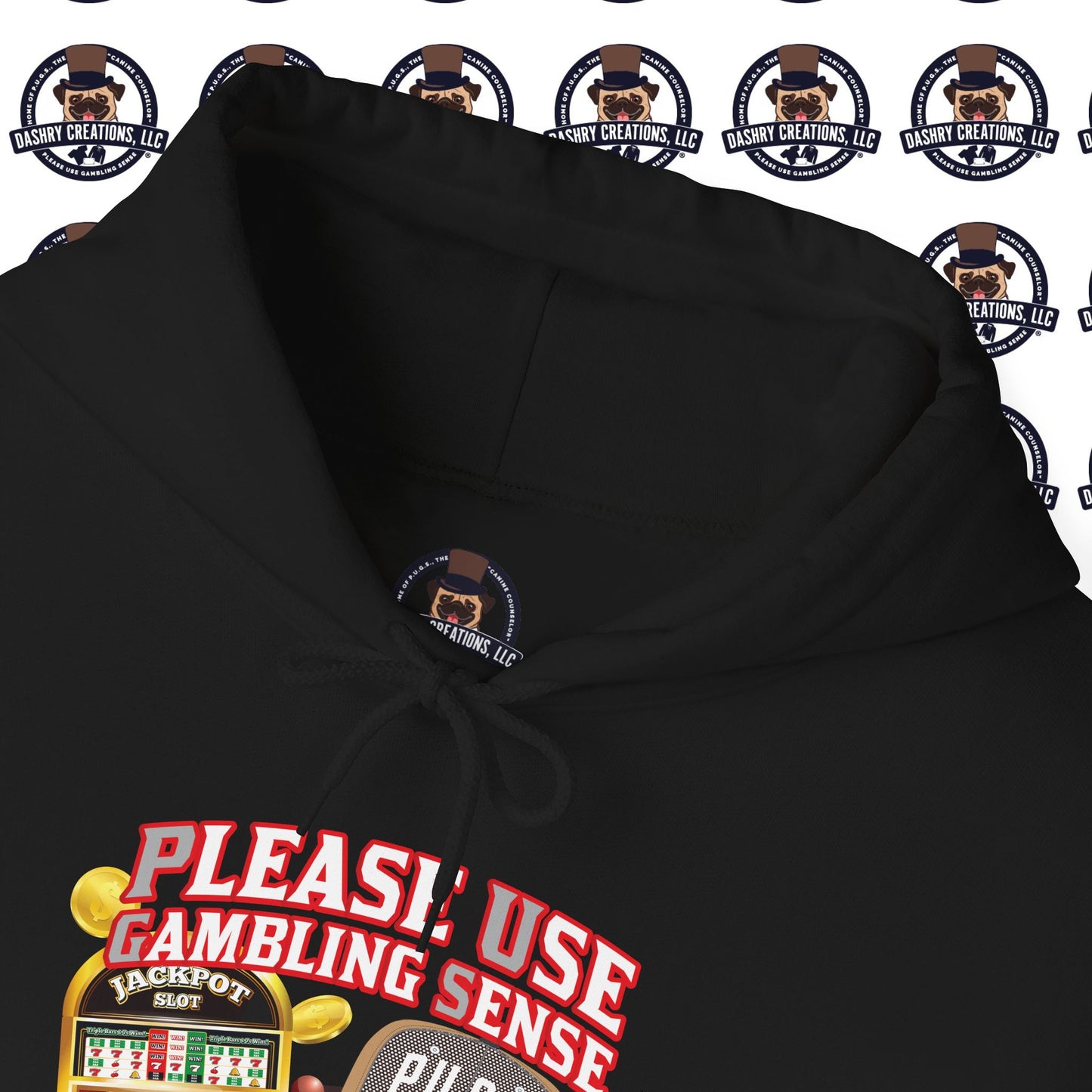 Slots “Everybody’s Got A System” Tan & White Backwards Baseball Cap Unisex Heavy Blend™ Hooded Sweatshirt