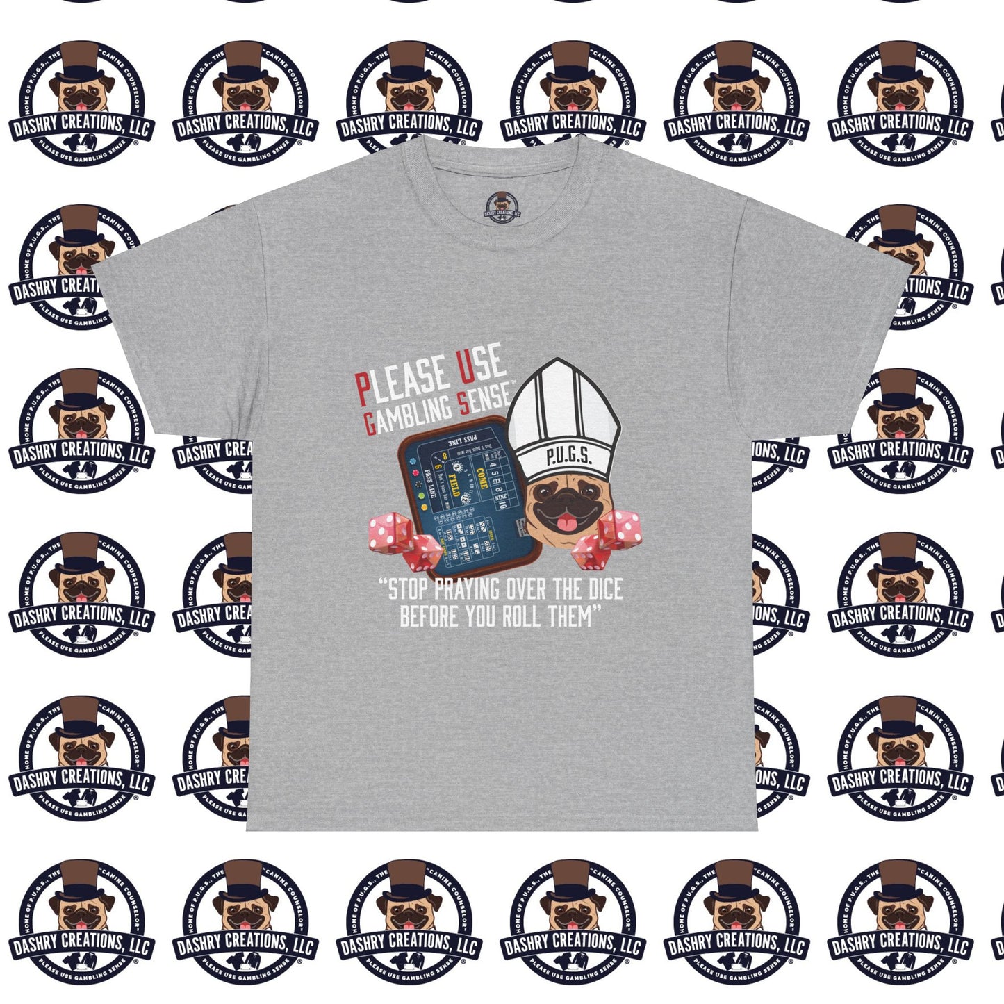 Craps “Praying Over Dice” Bishop’s Mitre Hat Unisex Heavy Cotton Tee