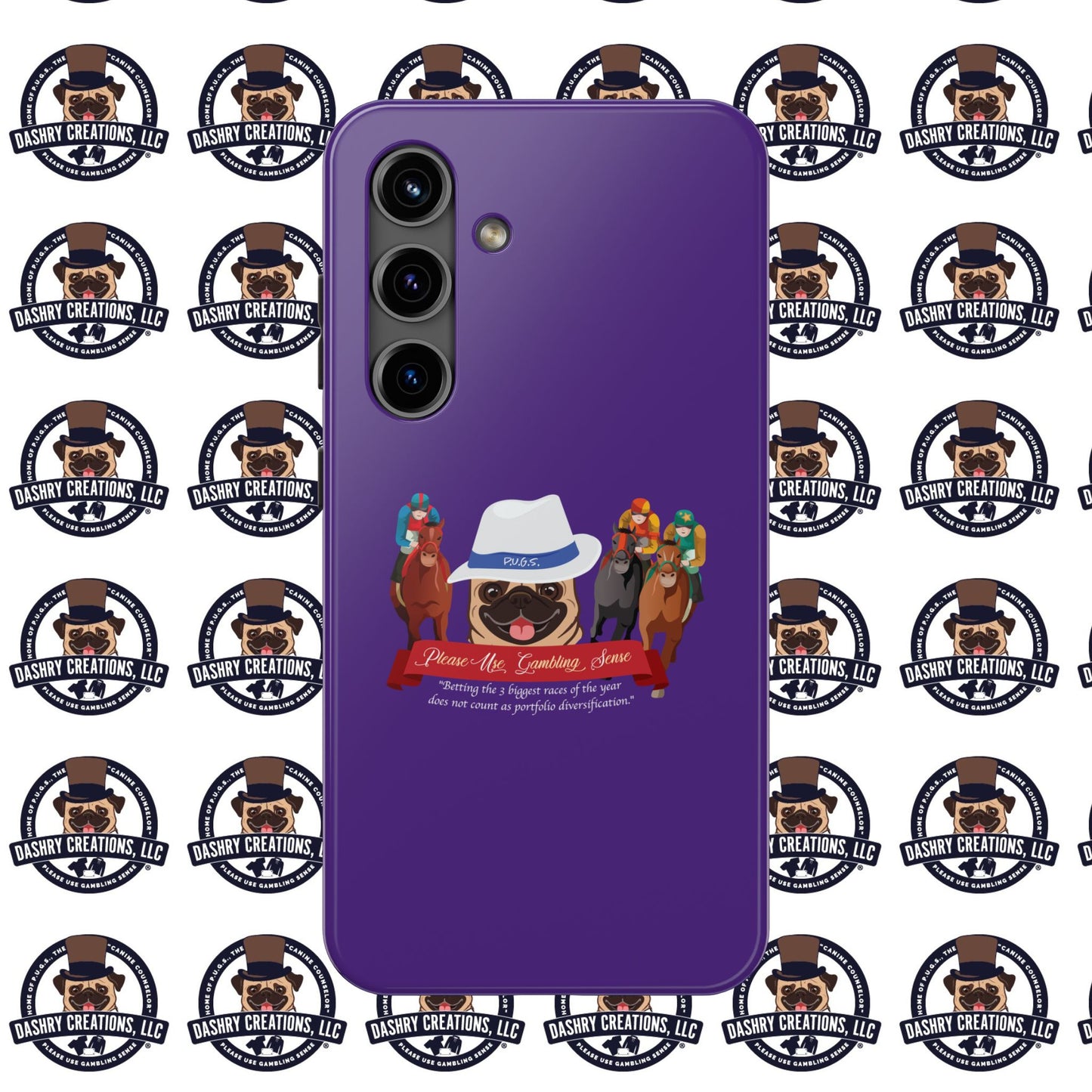 Horse Racing “Portfolio Diversification” White with Blue Band Men’s Fedora Hat Tough Phone Cases