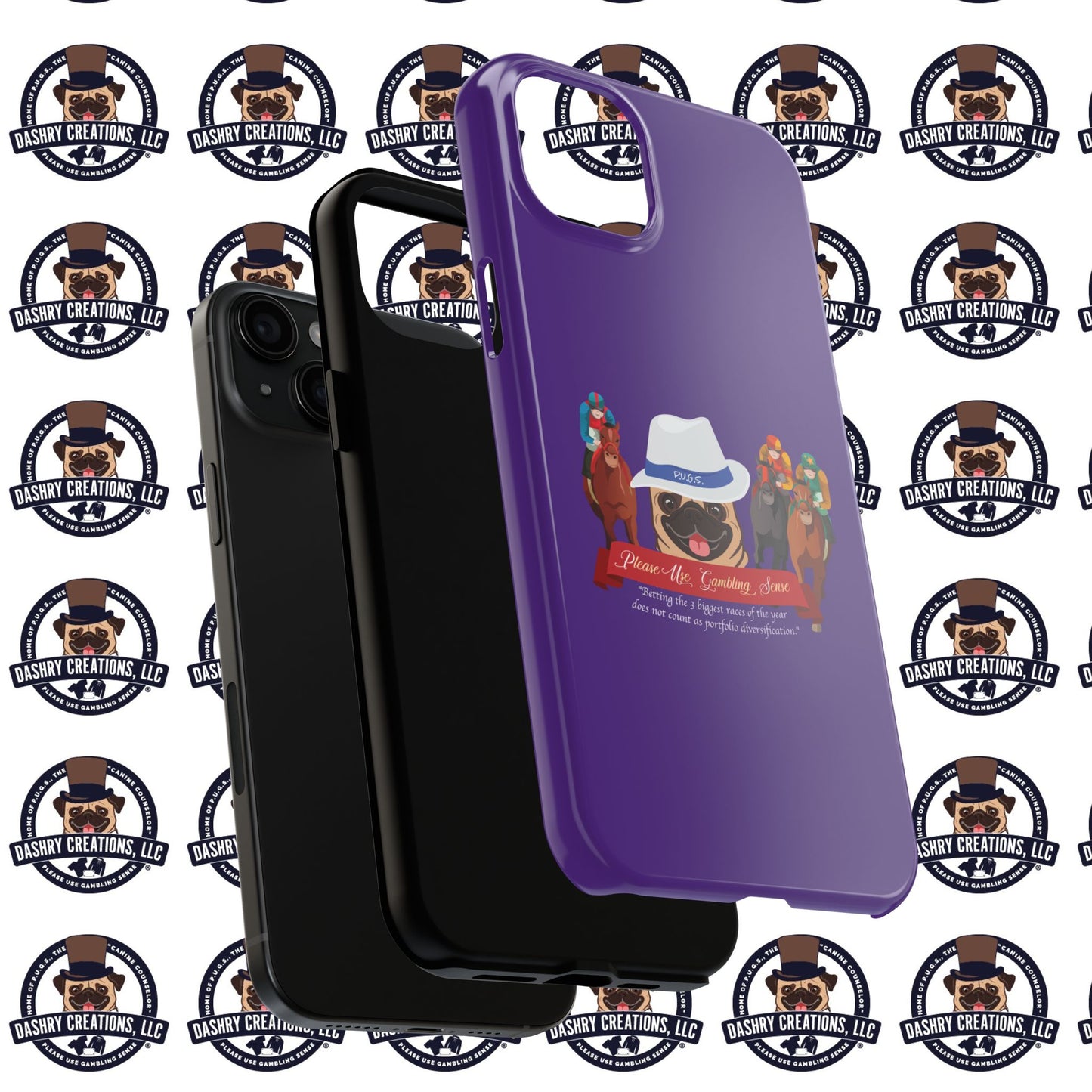 Horse Racing “Portfolio Diversification” White with Blue Band Men’s Fedora Hat Tough Phone Cases