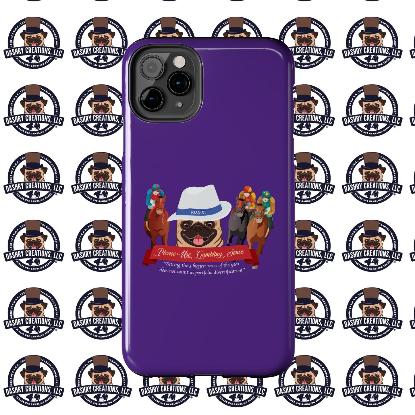 Horse Racing “Portfolio Diversification” White with Blue Band Men’s Fedora Hat Tough Phone Cases