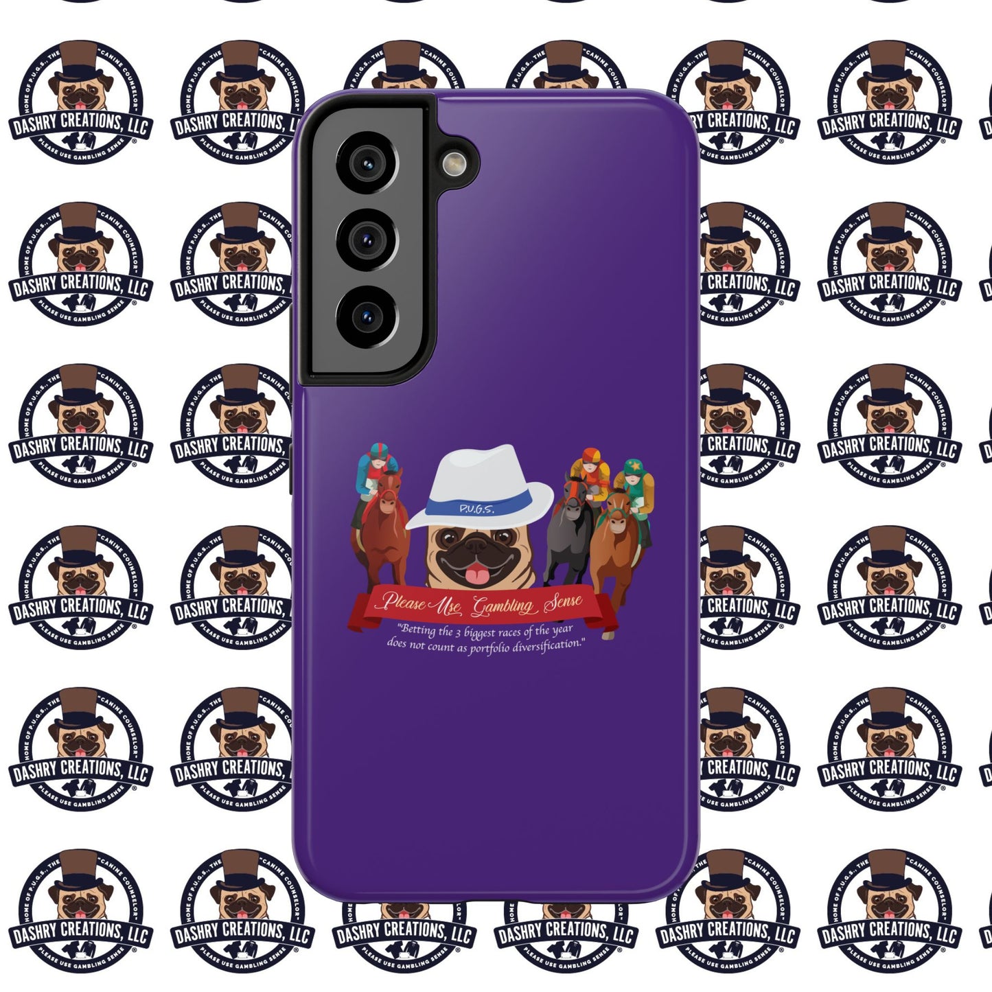 Horse Racing “Portfolio Diversification” White with Blue Band Men’s Fedora Hat Tough Phone Cases