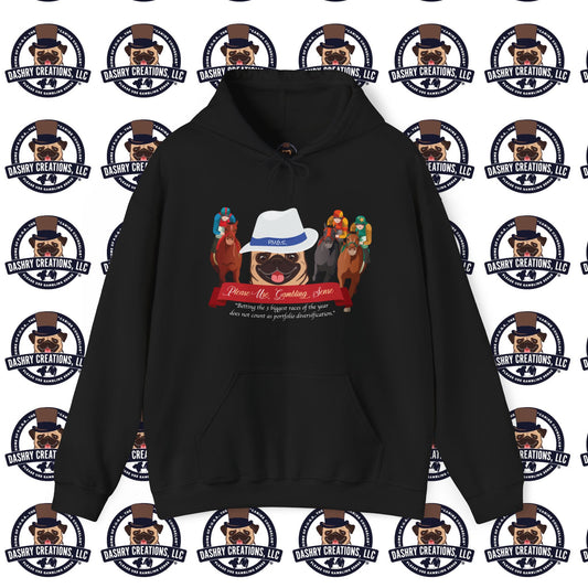 Horse Racing “Portfolio Diversification” White with Blue Band Men’s Fedora Hat Unisex Heavy Blend™ Hooded Sweatshirt
