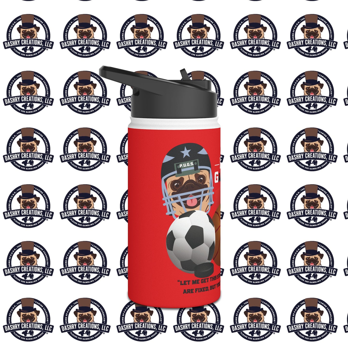 Sports Betting “Games Are Fixed” Helmet Stainless Steel Water Bottle, Standard Lid