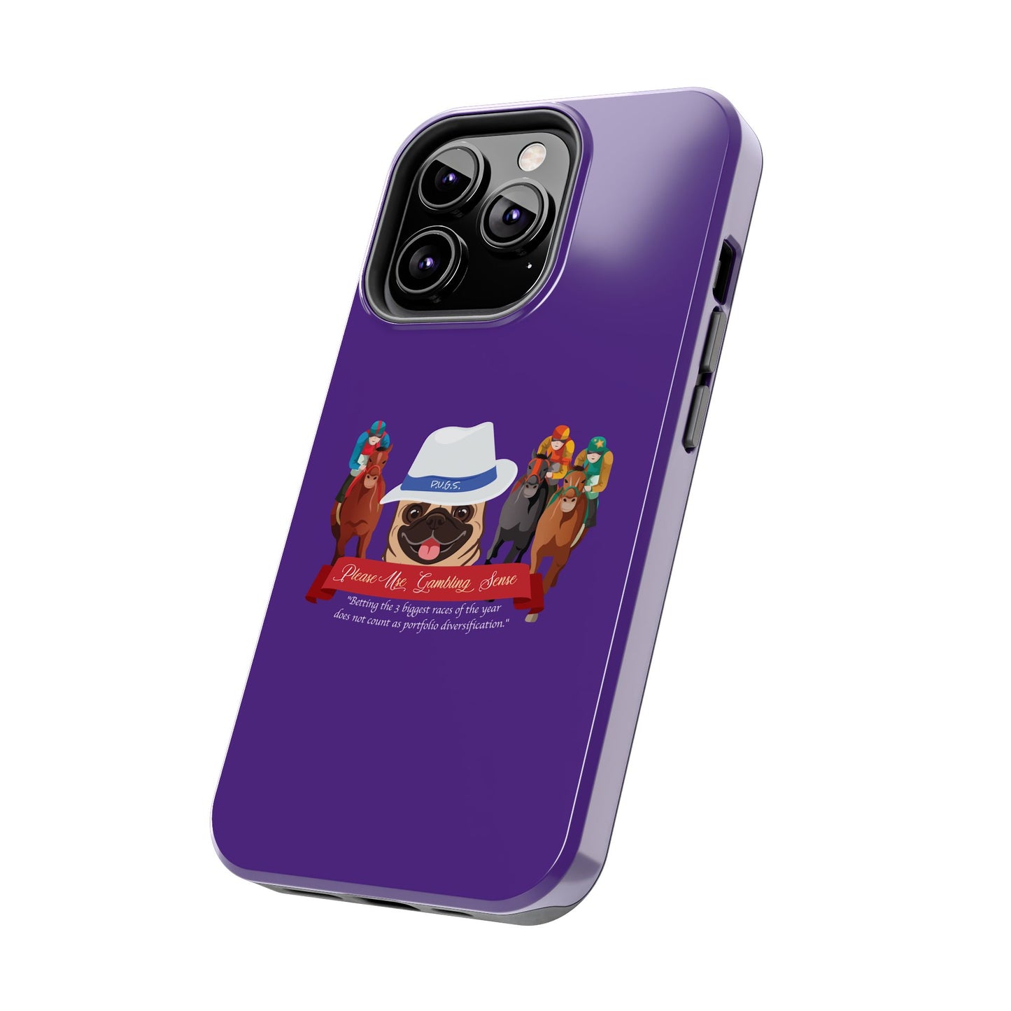 Horse Racing “Portfolio Diversification” White with Blue Band Men’s Fedora Hat Tough Phone Cases