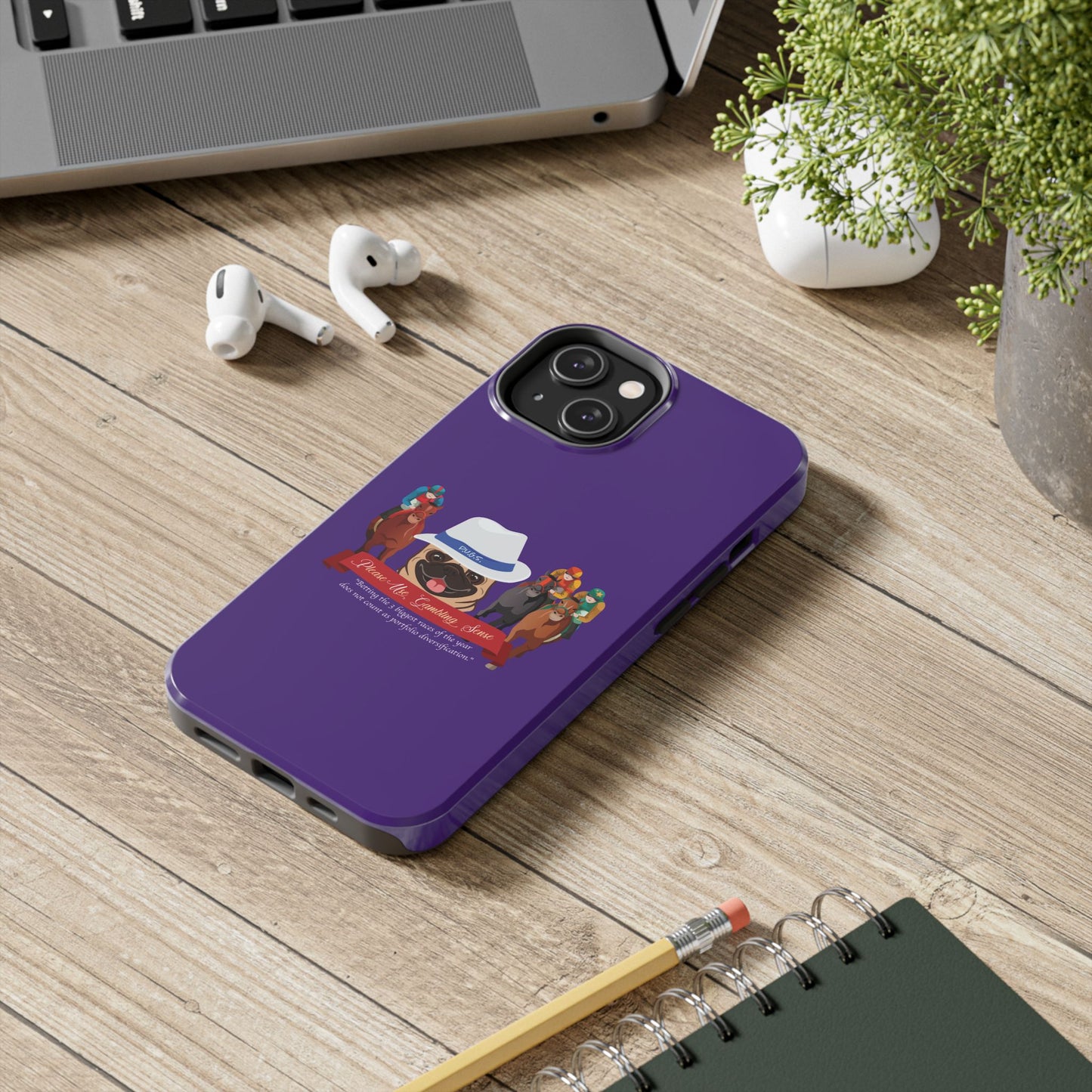 Horse Racing “Portfolio Diversification” White with Blue Band Men’s Fedora Hat Tough Phone Cases