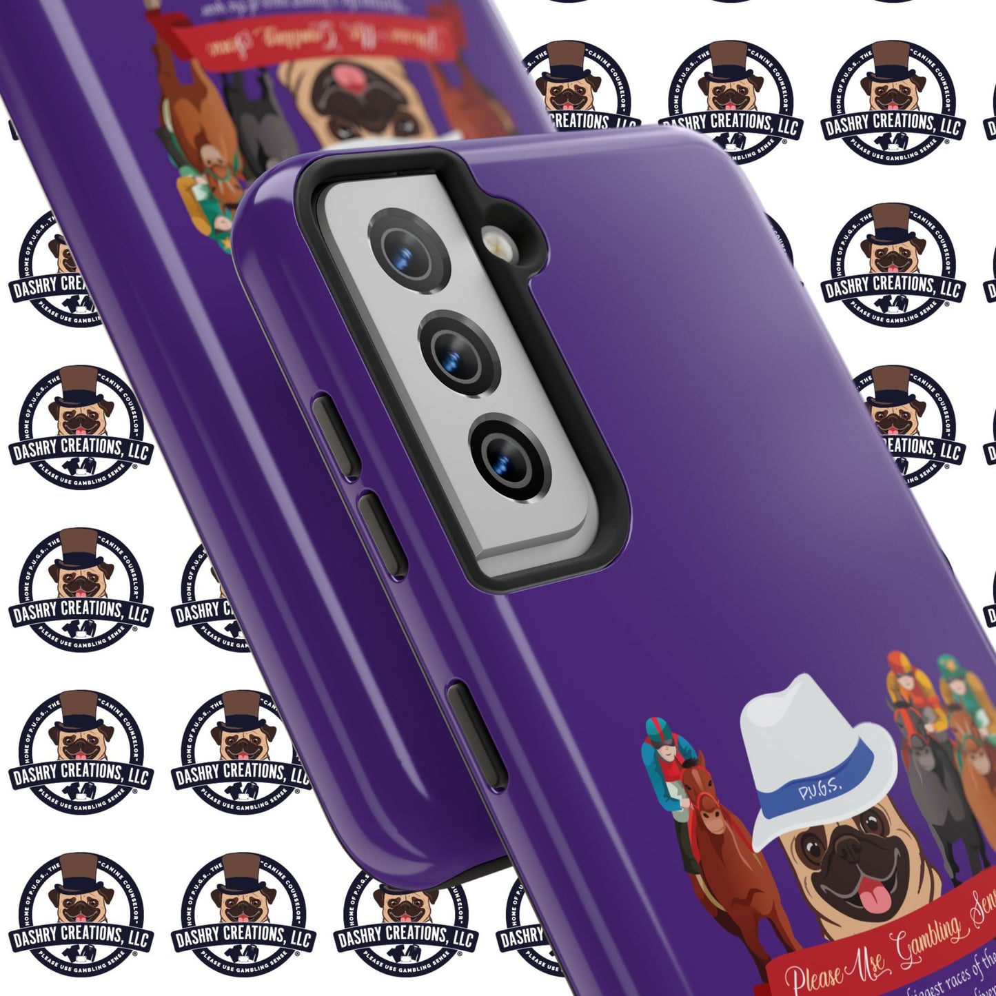 Horse Racing “Portfolio Diversification” White with Blue Band Men’s Fedora Hat Tough Phone Cases