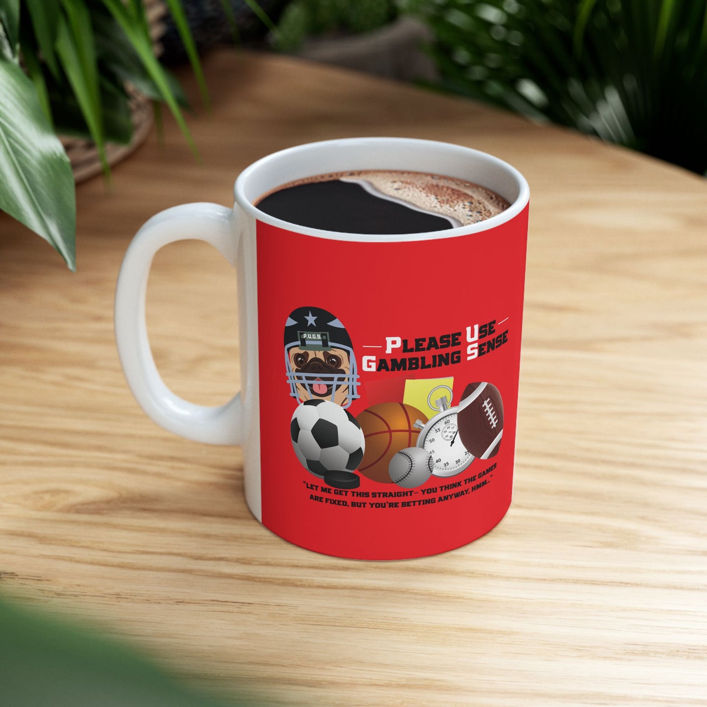 Sports Betting “Games Are Fixed” Helmet Ceramic Mug, (11oz, 15oz)