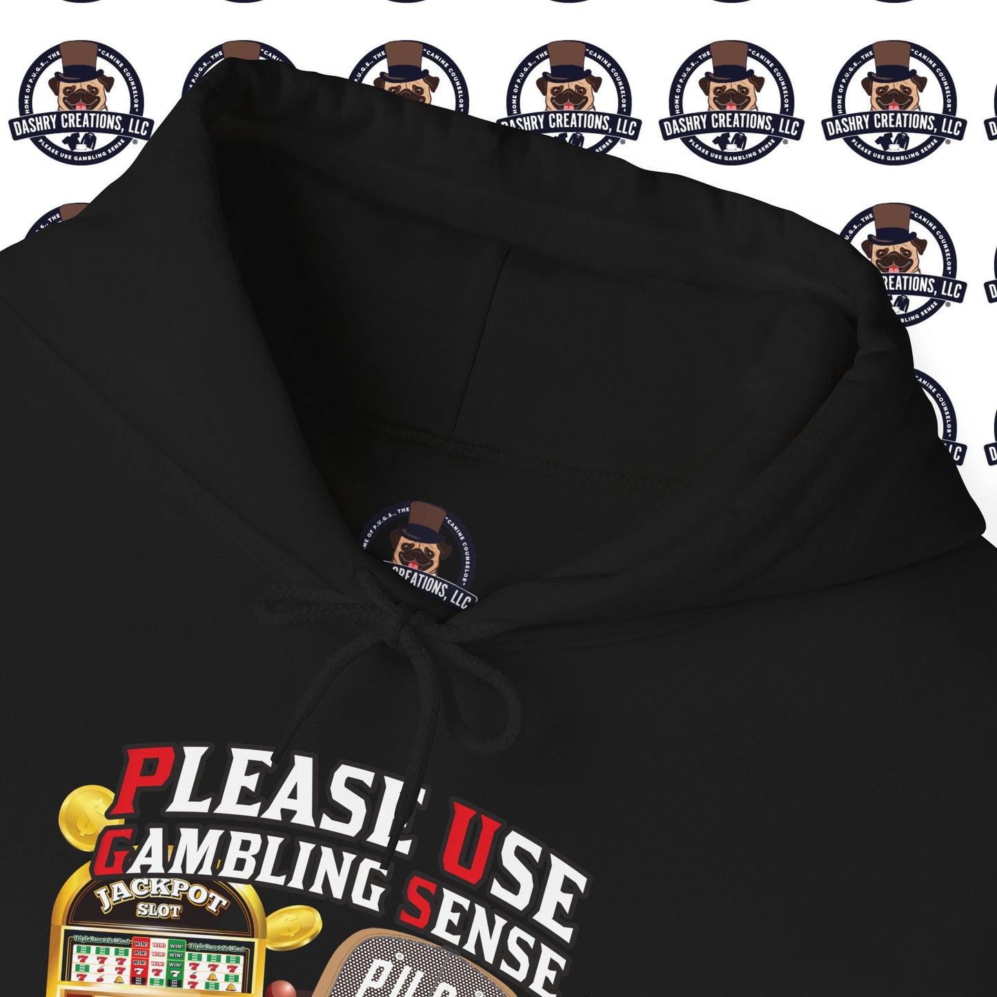 Slots “Everybody’s Got A System” Tan & White Backwards Baseball Cap Unisex Heavy Blend™ Hooded Sweatshirt