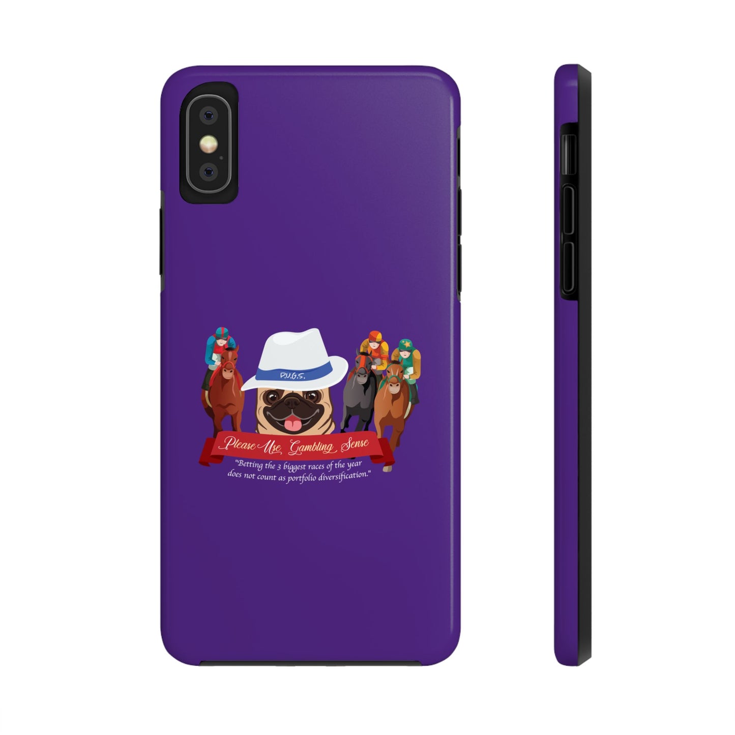 Horse Racing “Portfolio Diversification” White with Blue Band Men’s Fedora Hat Tough Phone Cases