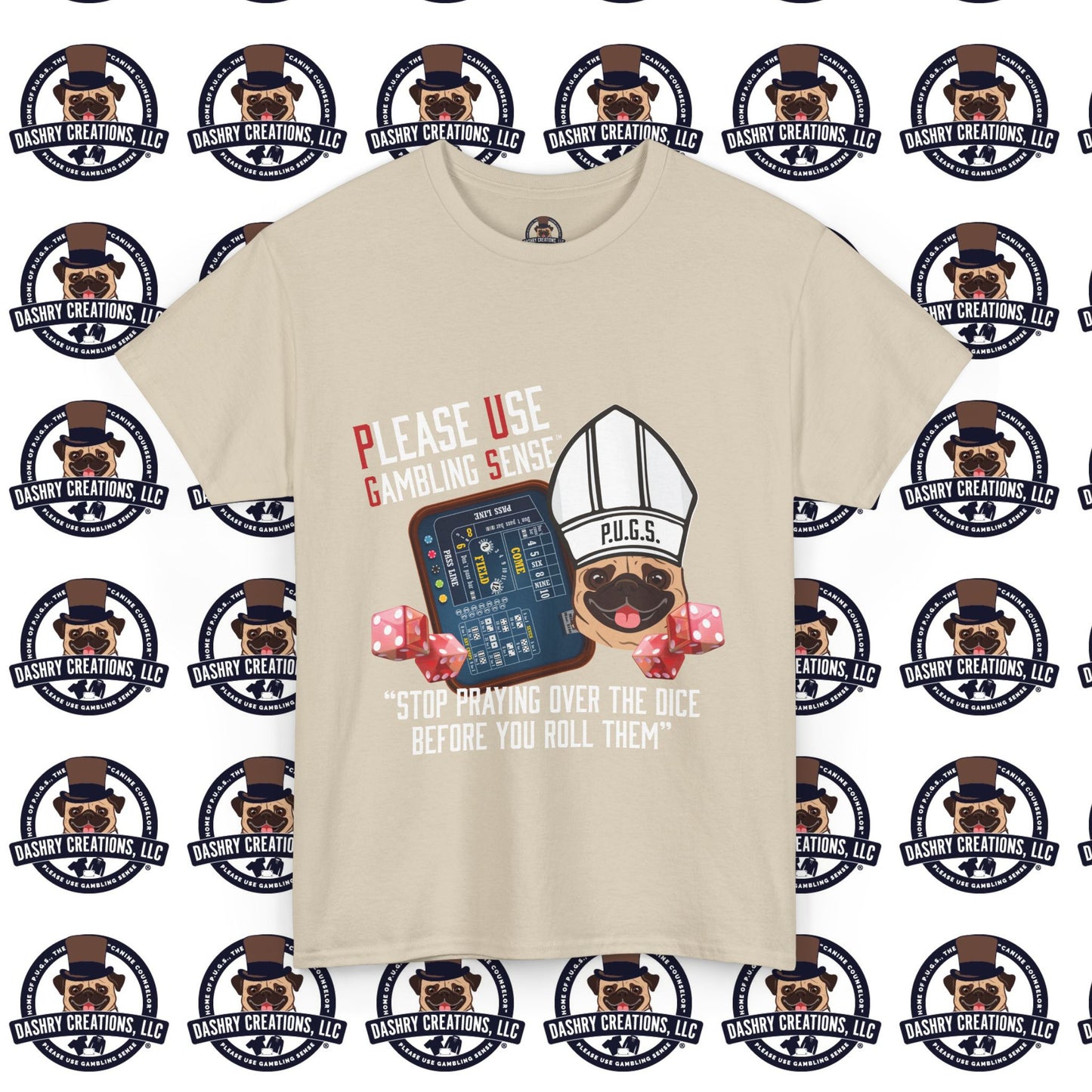 Craps “Praying Over Dice” Bishop’s Mitre Hat Unisex Heavy Cotton Tee