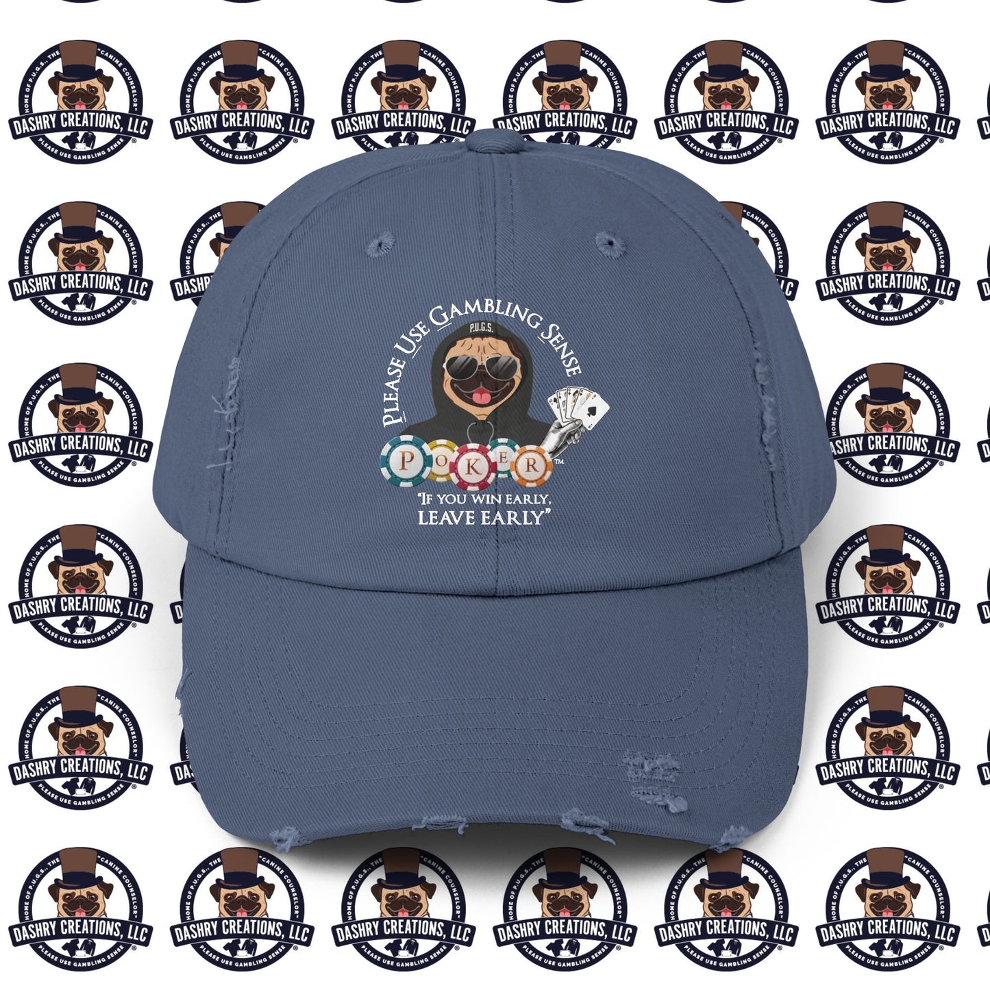 Poker “Win Early Leave” Early Black Hoodie Unisex Distressed Cap