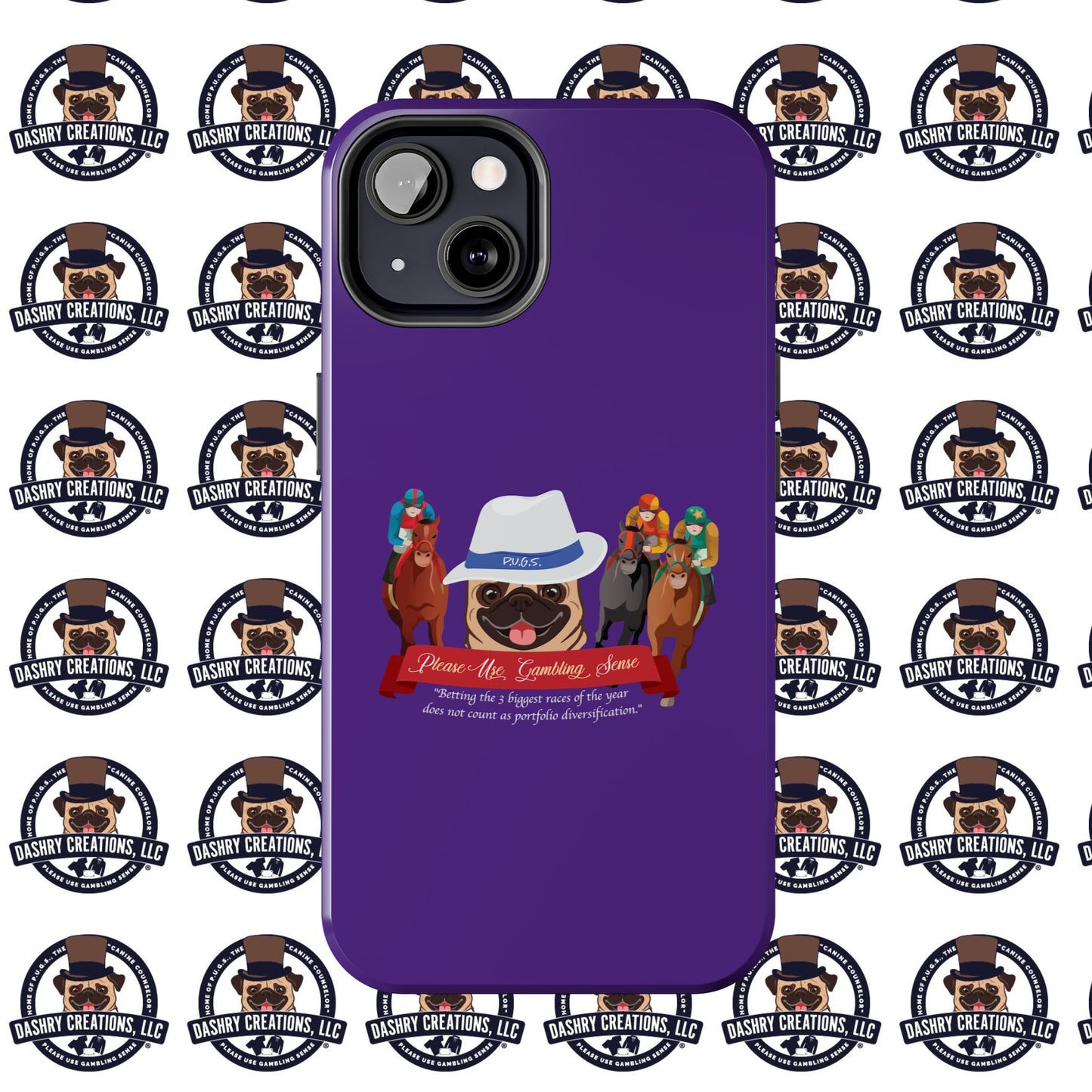 Horse Racing “Portfolio Diversification” White with Blue Band Men’s Fedora Hat Tough Phone Cases