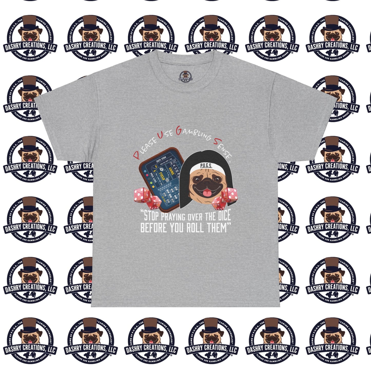 Craps “Praying Over Dice” Nun’s Veil Unisex Heavy Cotton Tee