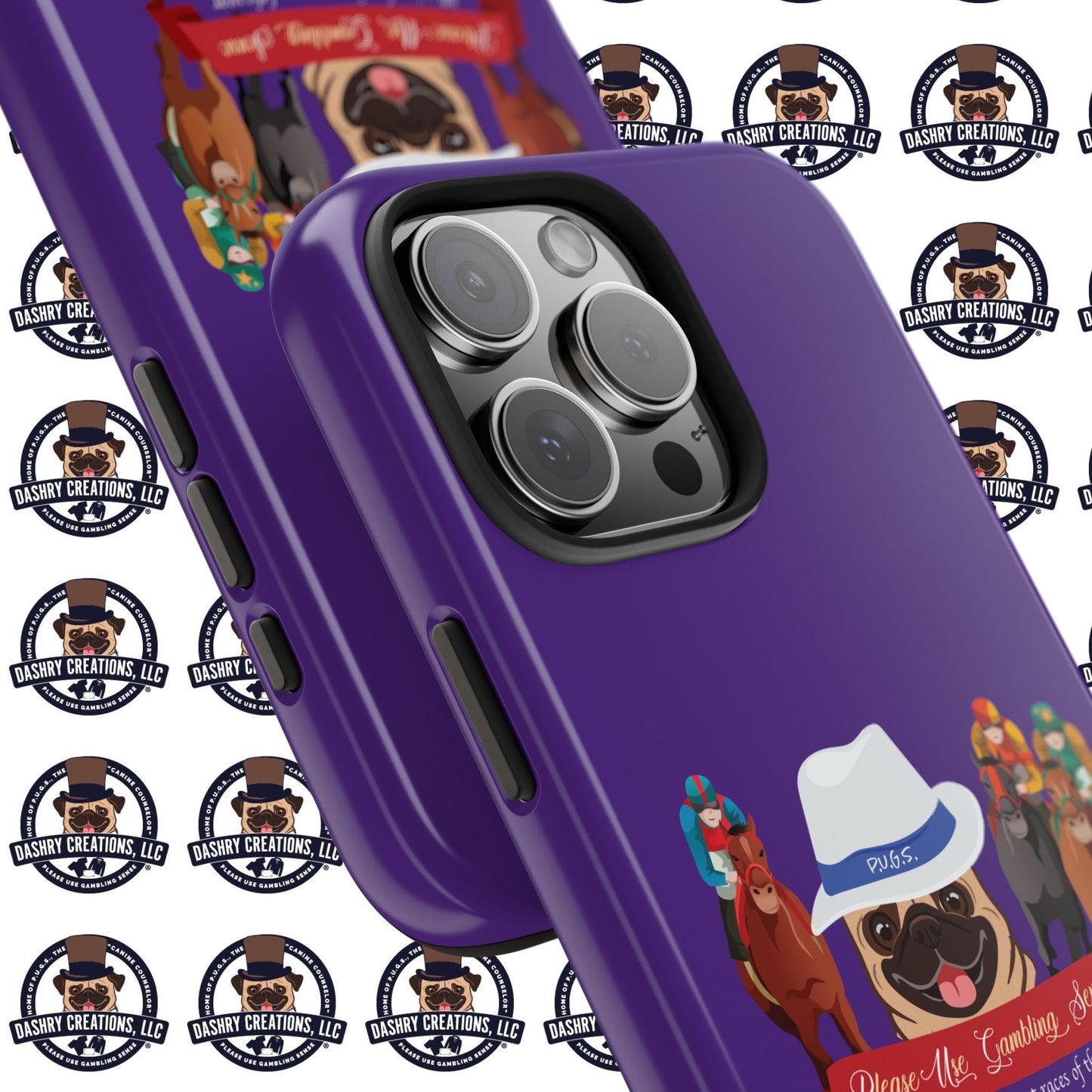 Horse Racing “Portfolio Diversification” White with Blue Band Men’s Fedora Hat Tough Phone Cases