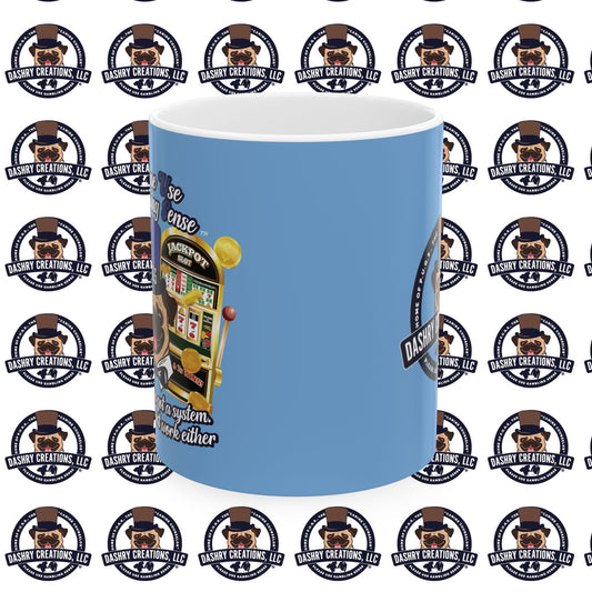 Slots “Everybody’s Got A System” Blue & Black Top Hat Ceramic Mug, (11oz, 15oz)