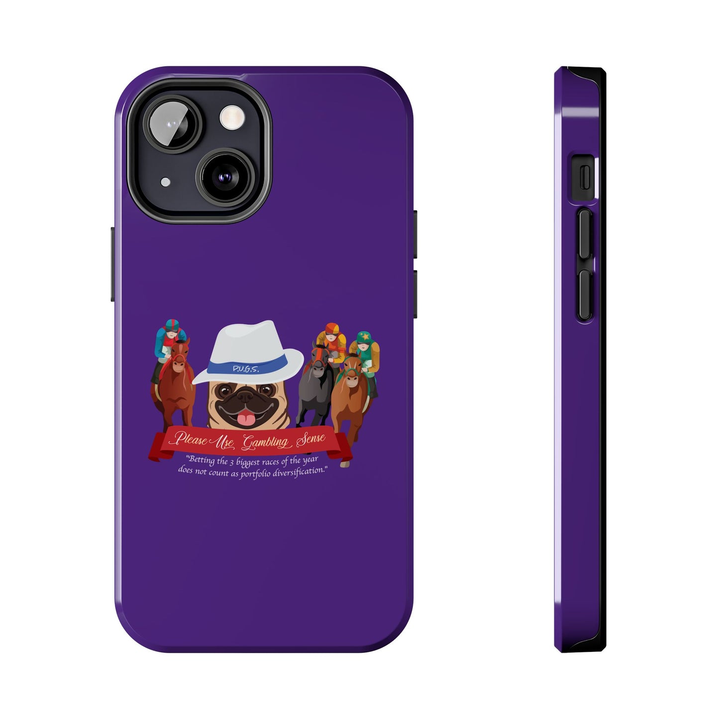 Horse Racing “Portfolio Diversification” White with Blue Band Men’s Fedora Hat Tough Phone Cases