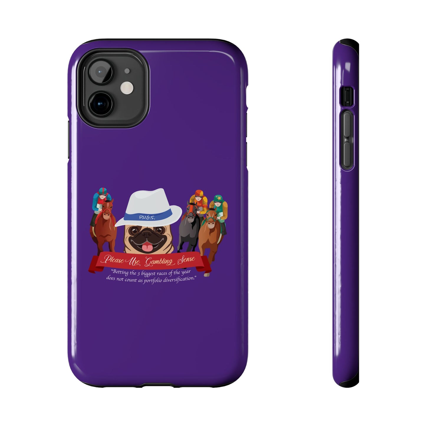 Horse Racing “Portfolio Diversification” White with Blue Band Men’s Fedora Hat Tough Phone Cases