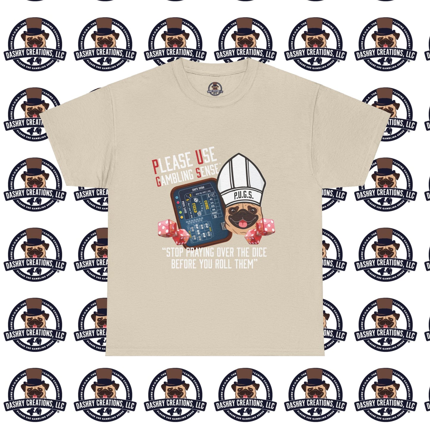 Craps “Praying Over Dice” Bishop’s Mitre Hat Unisex Heavy Cotton Tee