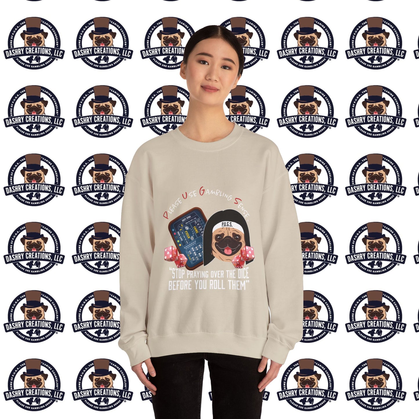 Craps “Praying Over Dice” Nun’s Veil Unisex Heavy Blend™ Crewneck Sweatshirt