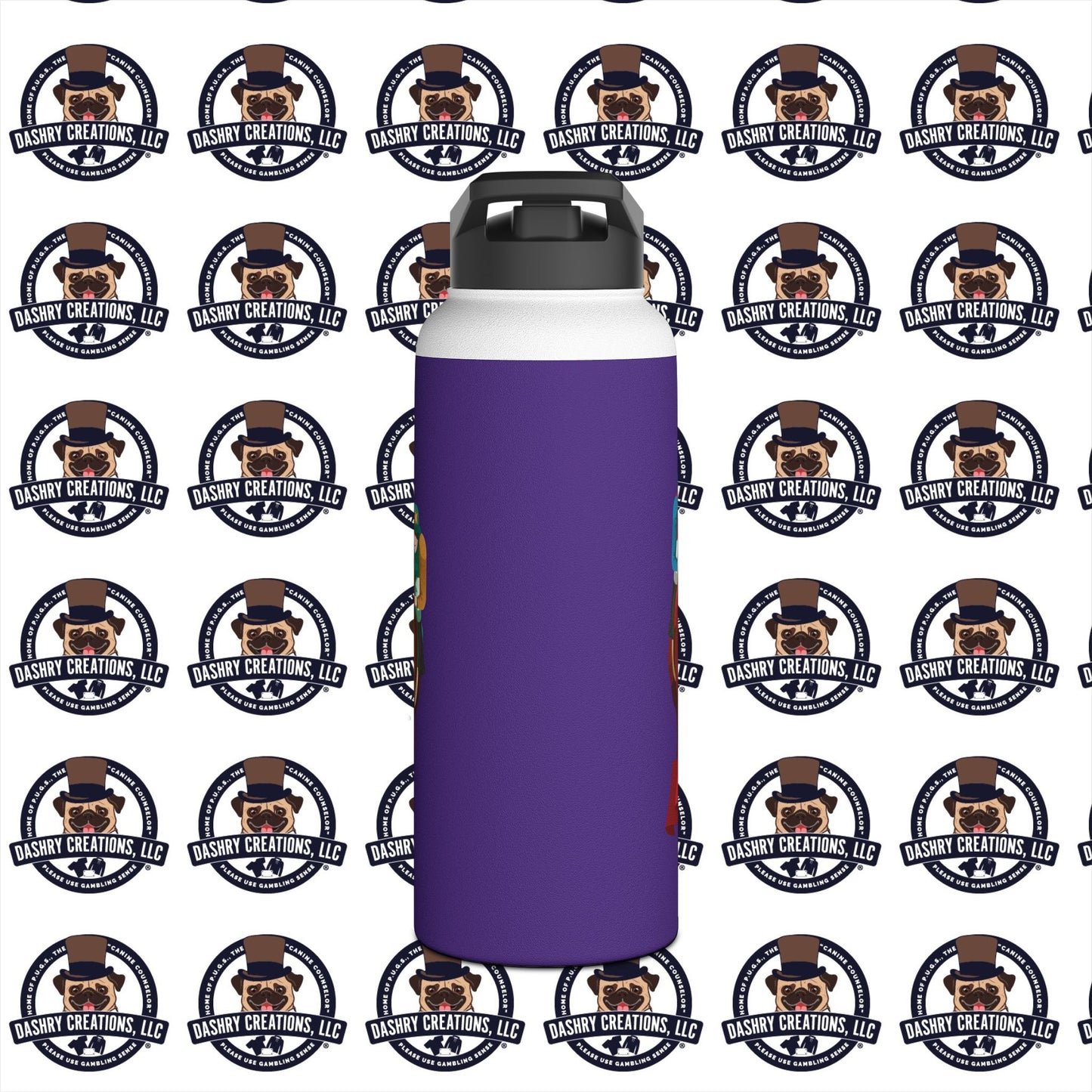 Horse Racing “Portfolio Diversification” White with Blue Band Men’s Fedora Hat Stainless Steel Water Bottle, Standard Lid