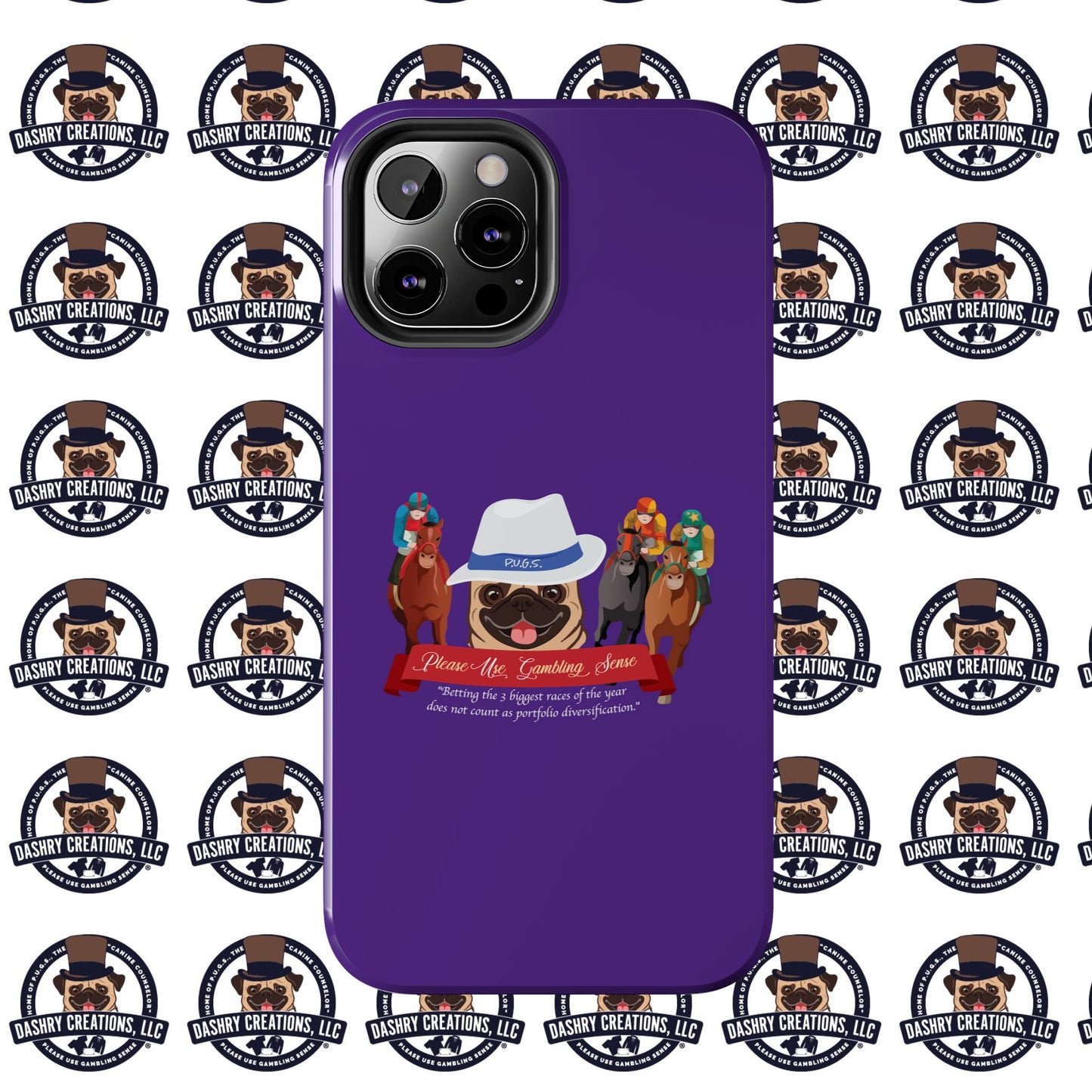 Horse Racing “Portfolio Diversification” White with Blue Band Men’s Fedora Hat Tough Phone Cases