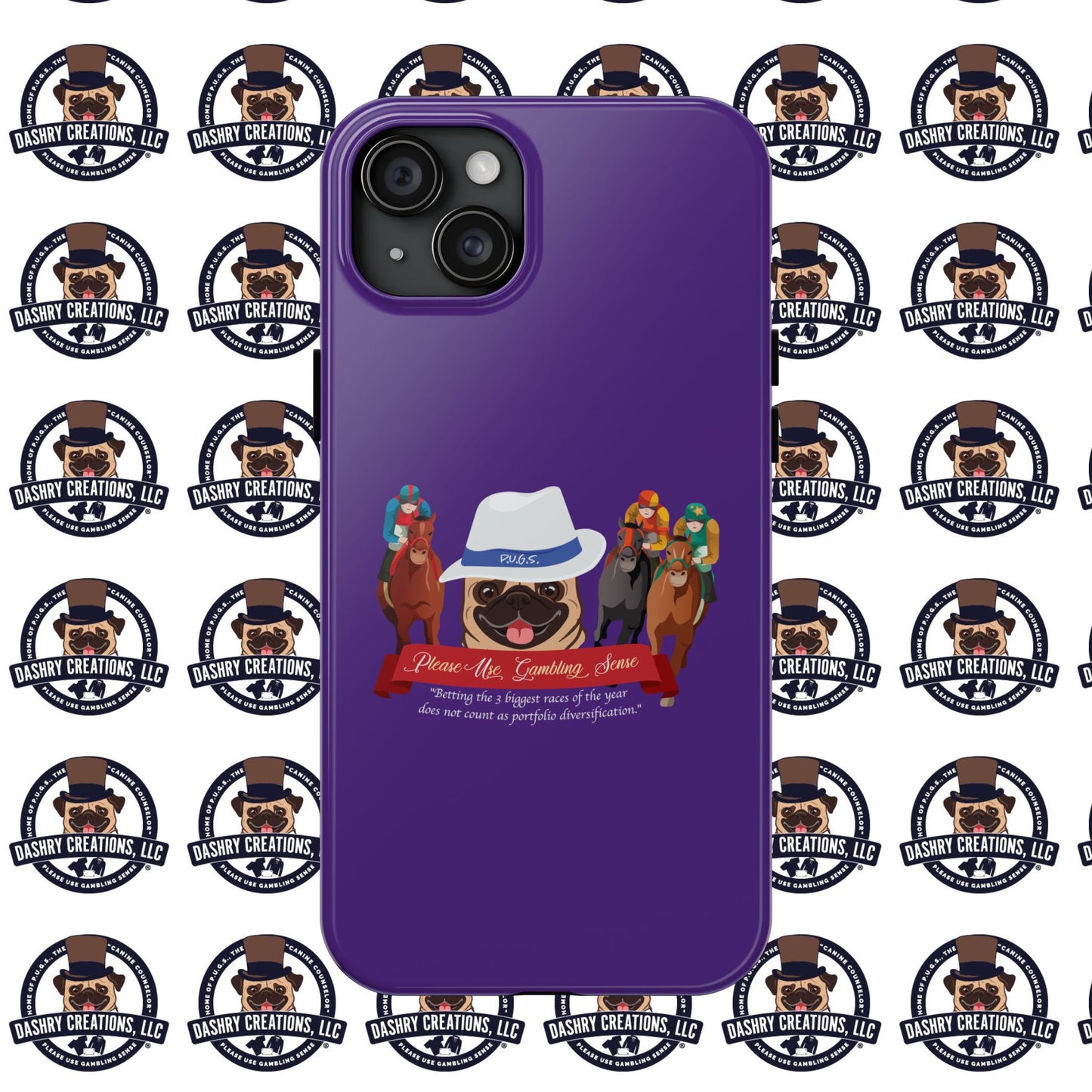 Horse Racing “Portfolio Diversification” White with Blue Band Men’s Fedora Hat Tough Phone Cases