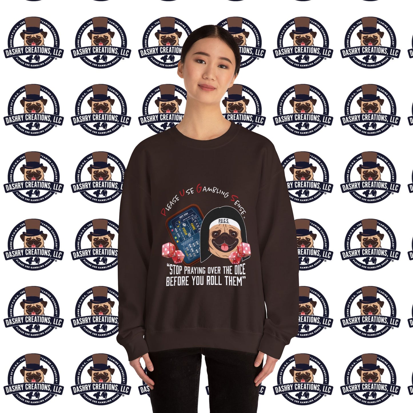 Craps “Praying Over Dice” Nun’s Veil Unisex Heavy Blend™ Crewneck Sweatshirt