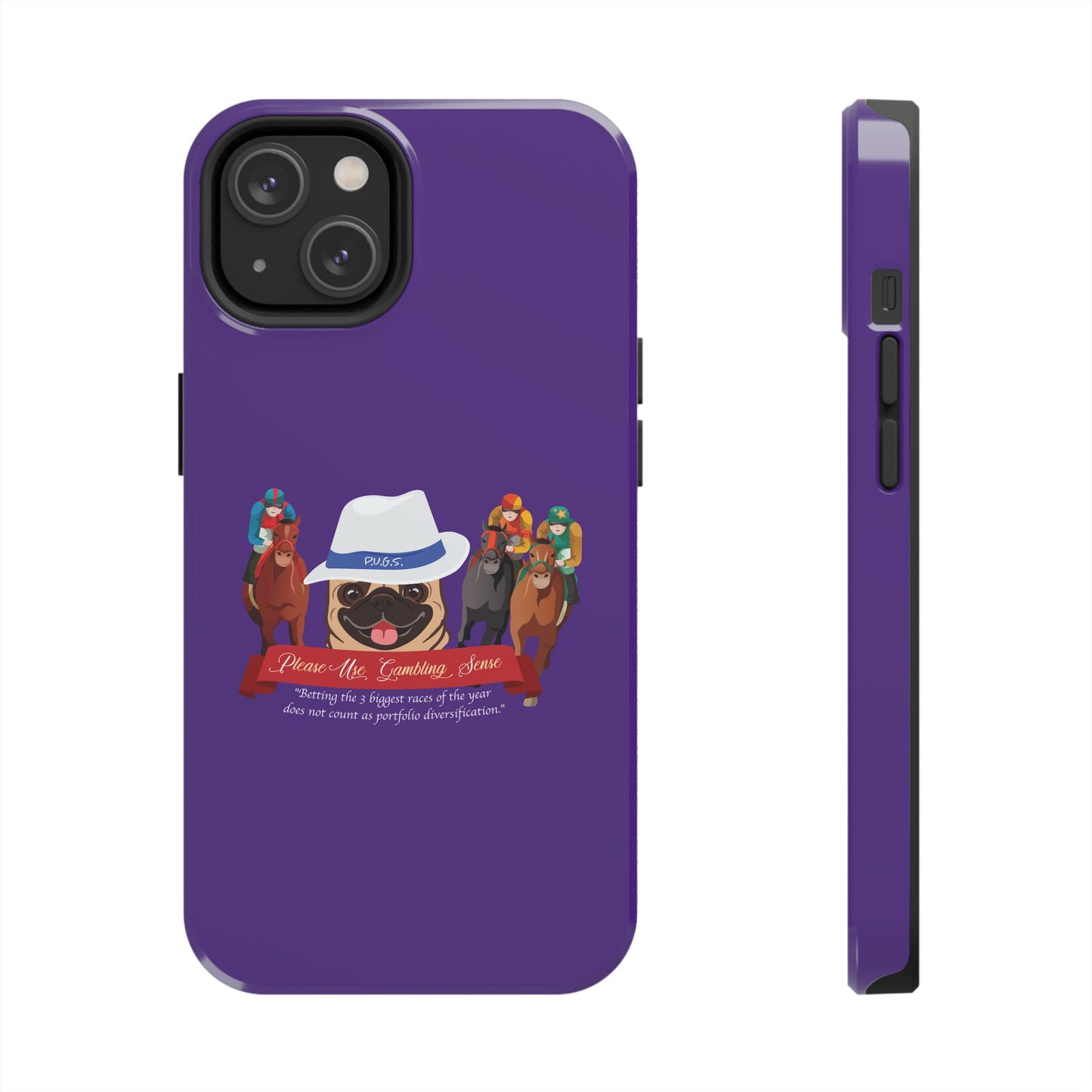 Horse Racing “Portfolio Diversification” White with Blue Band Men’s Fedora Hat Tough Phone Cases