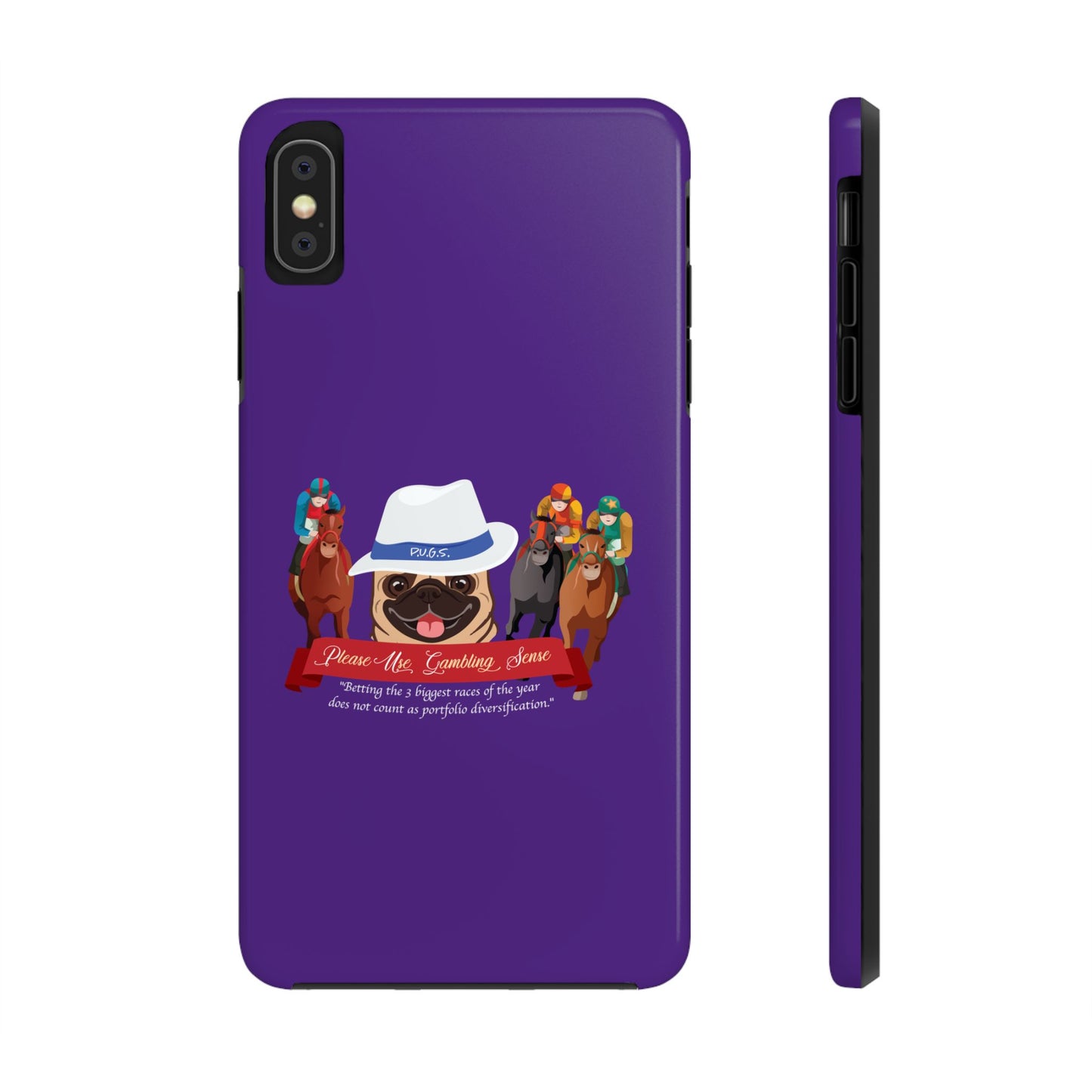 Horse Racing “Portfolio Diversification” White with Blue Band Men’s Fedora Hat Tough Phone Cases