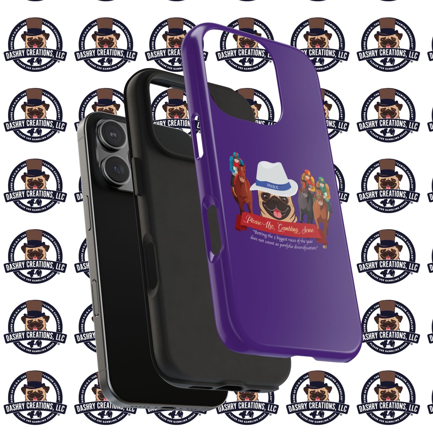 Horse Racing “Portfolio Diversification” White with Blue Band Men’s Fedora Hat Tough Phone Cases