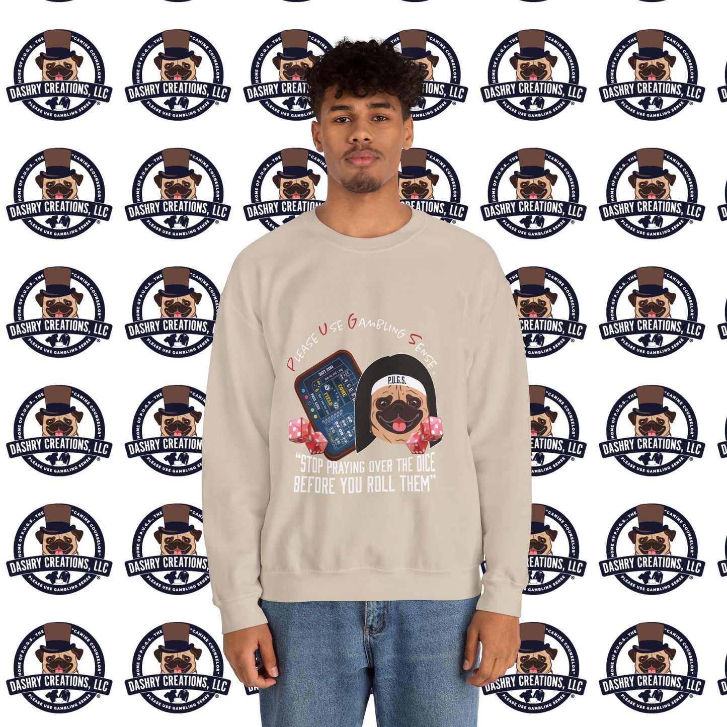 Craps “Praying Over Dice” Nun’s Veil Unisex Heavy Blend™ Crewneck Sweatshirt