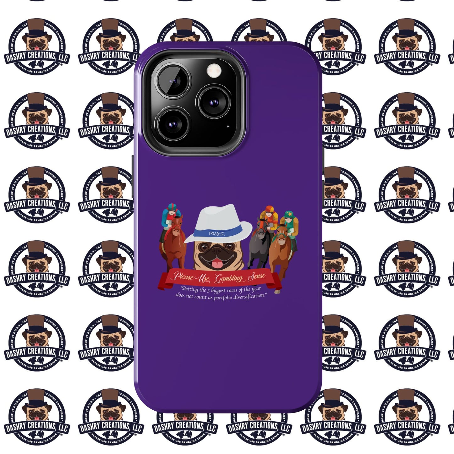 Horse Racing “Portfolio Diversification” White with Blue Band Men’s Fedora Hat Tough Phone Cases