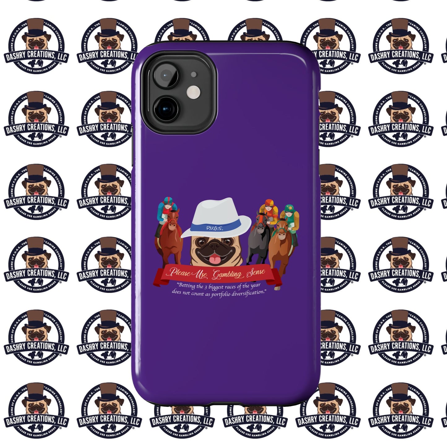 Horse Racing “Portfolio Diversification” White with Blue Band Men’s Fedora Hat Tough Phone Cases