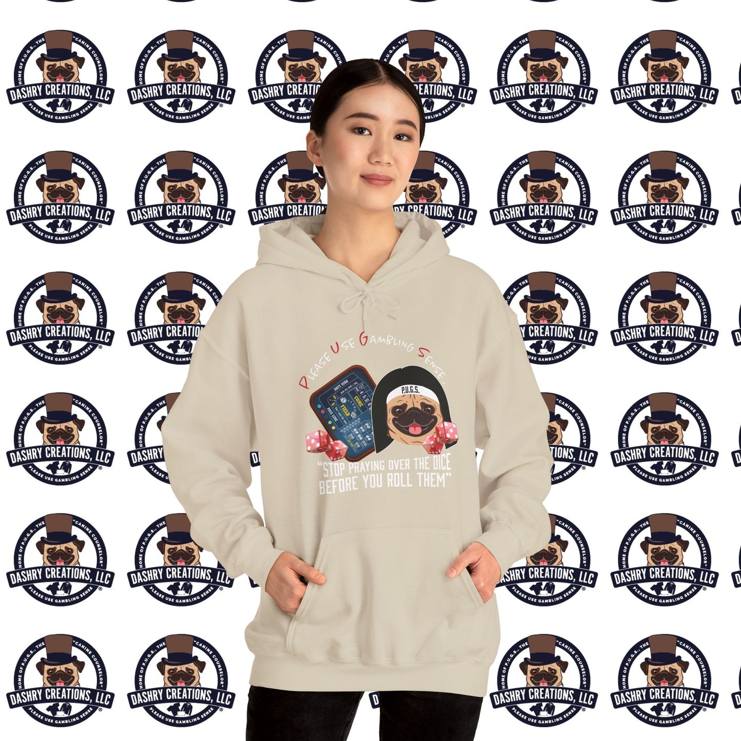 Craps “Praying Over Dice” Nun’s Veil Unisex Heavy Blend™ Hooded Sweatshirt