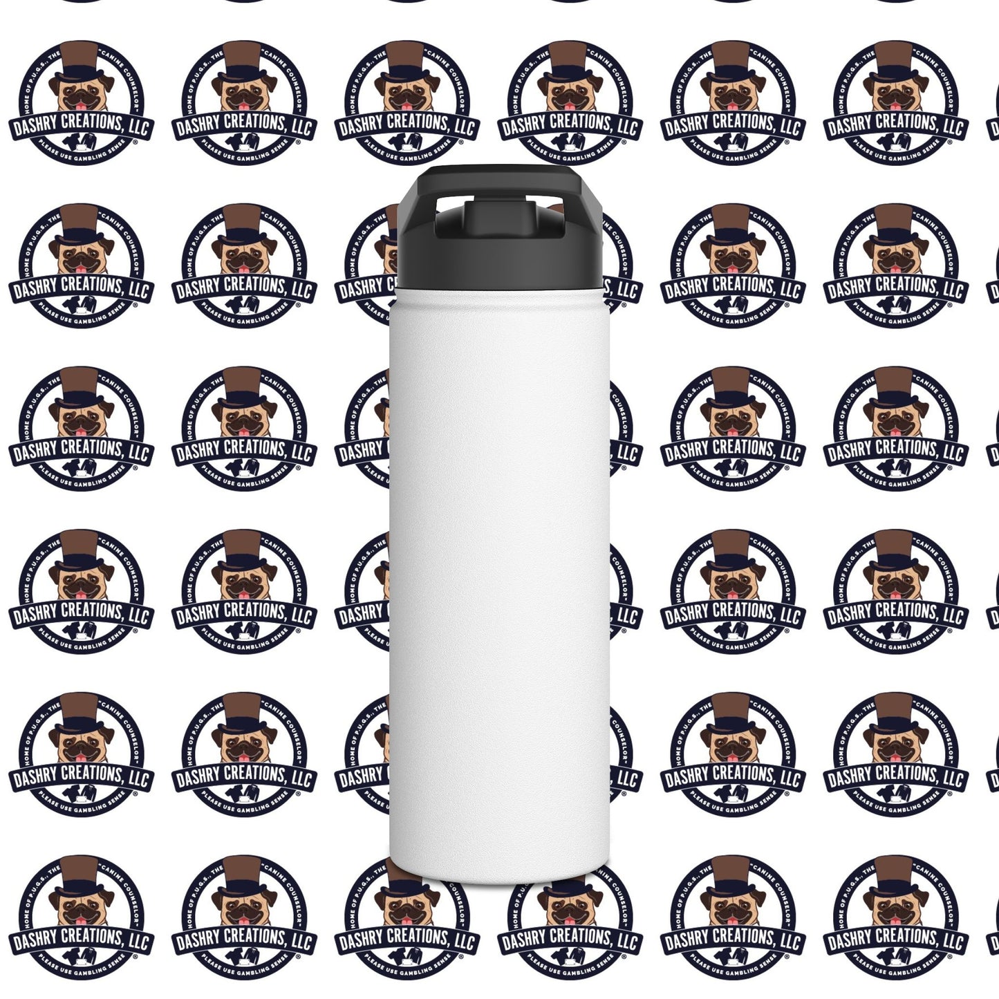 Slots “Everybody’s Got A System” Tan & White Backwards Baseball Cap Stainless Steel Water Bottle, Standard Lid