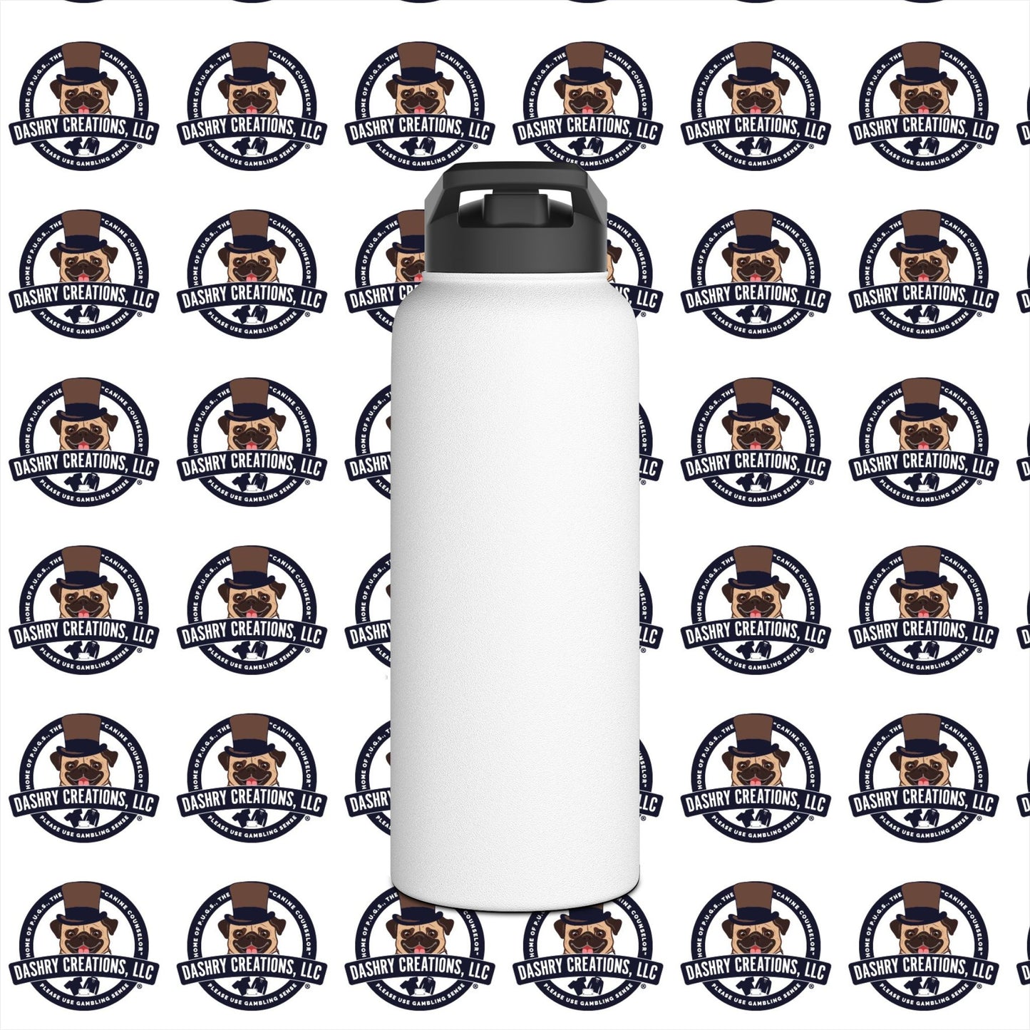 Slots “Everybody’s Got A System” Tan & White Backwards Baseball Cap Stainless Steel Water Bottle, Standard Lid