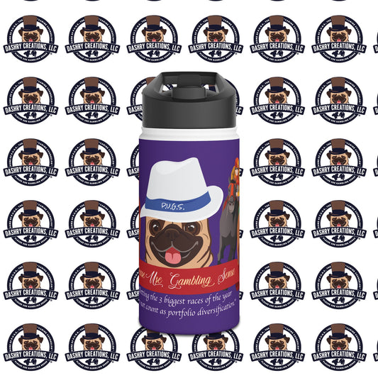 Horse Racing “Portfolio Diversification” White with Blue Band Men’s Fedora Hat Stainless Steel Water Bottle, Standard Lid