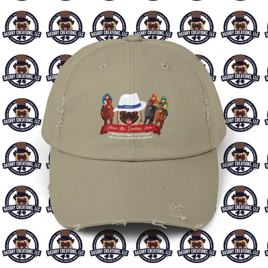 Horse Racing “Portfolio Diversification” White with Blue Band Men’s Fedora Hat Unisex Distressed Cap