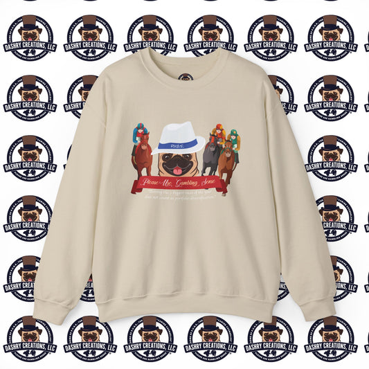 Horse Racing “Portfolio Diversification” White with Blue Band Men’s Fedora Hat Unisex Heavy Blend™ Crewneck Sweatshirt
