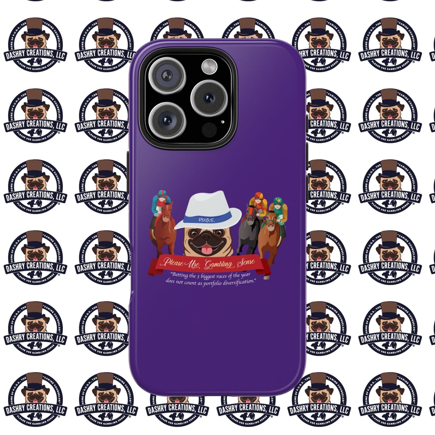Horse Racing “Portfolio Diversification” White with Blue Band Men’s Fedora Hat Tough Phone Cases